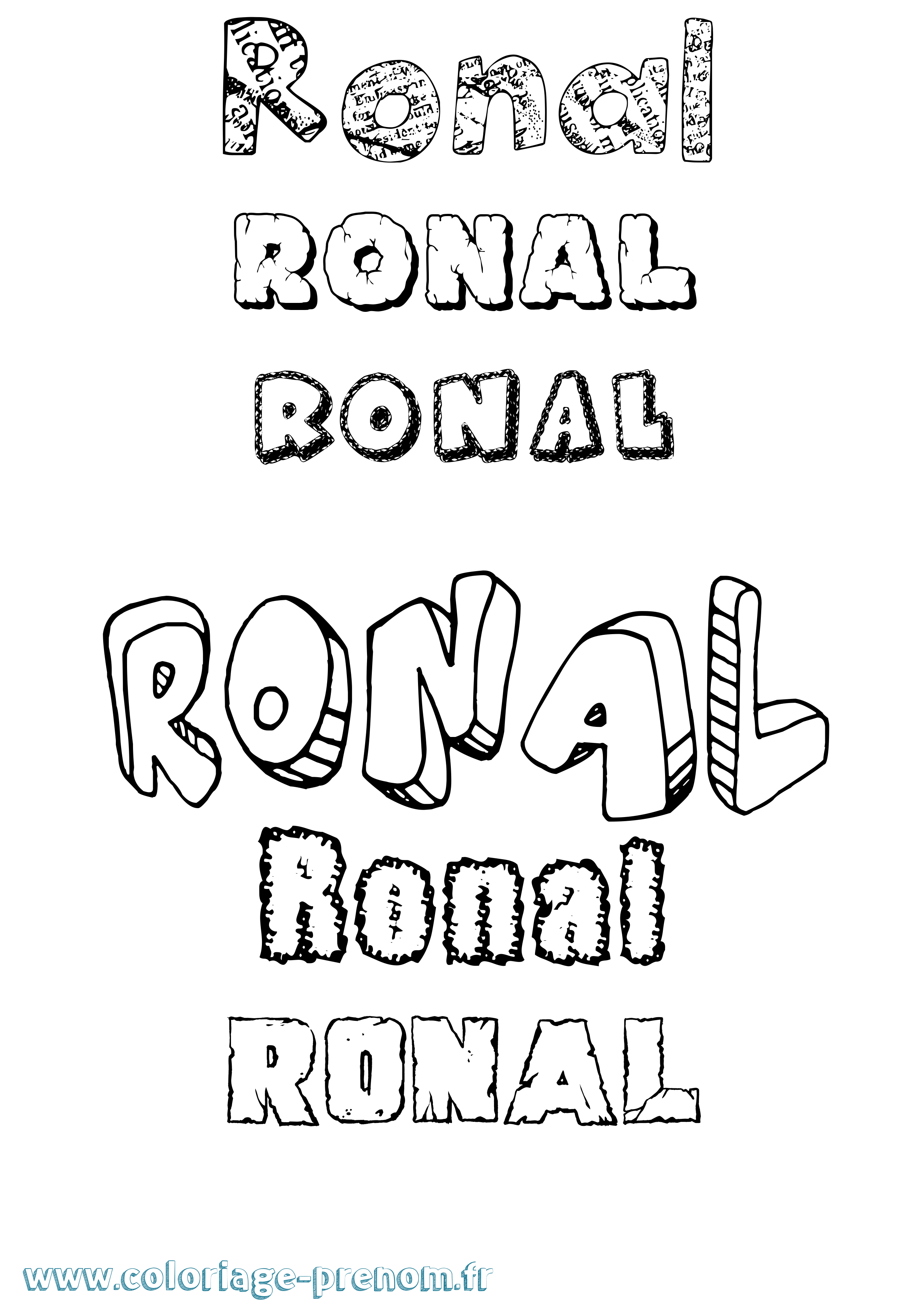 Coloriage Ronal Destructuré Coloriage prénom Ronal Destructuré