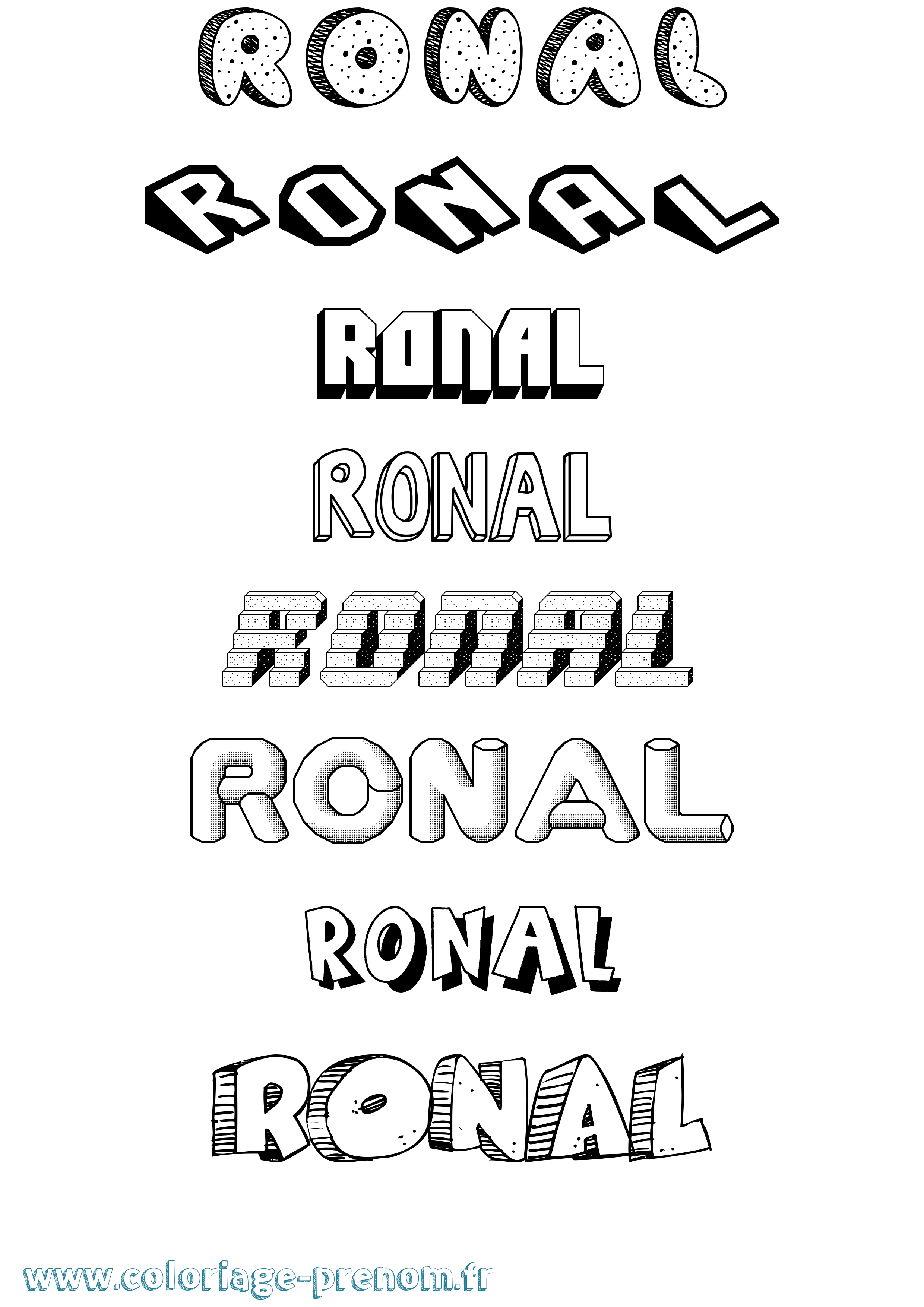 Coloriage Ronal Effet 3D Coloriage prénom Ronal Effet 3D