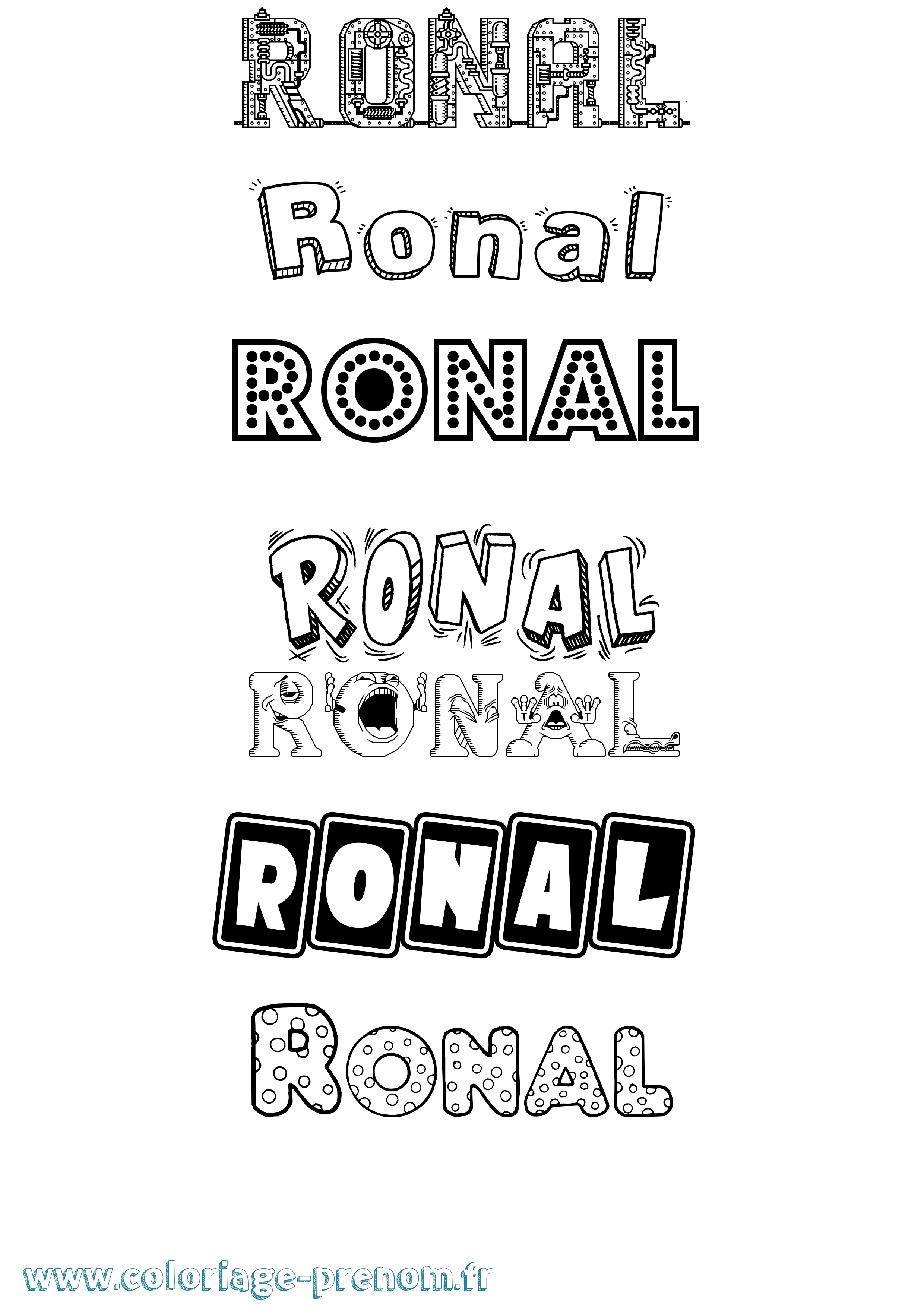 Coloriage Ronal Fun Coloriage prénom Ronal Fun