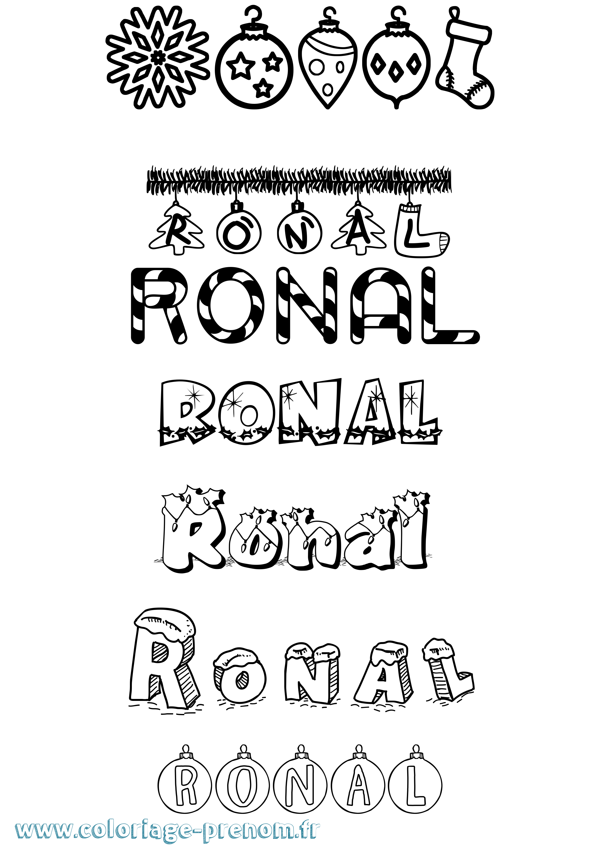 Coloriage Ronal Noël Coloriage prénom Ronal Noël