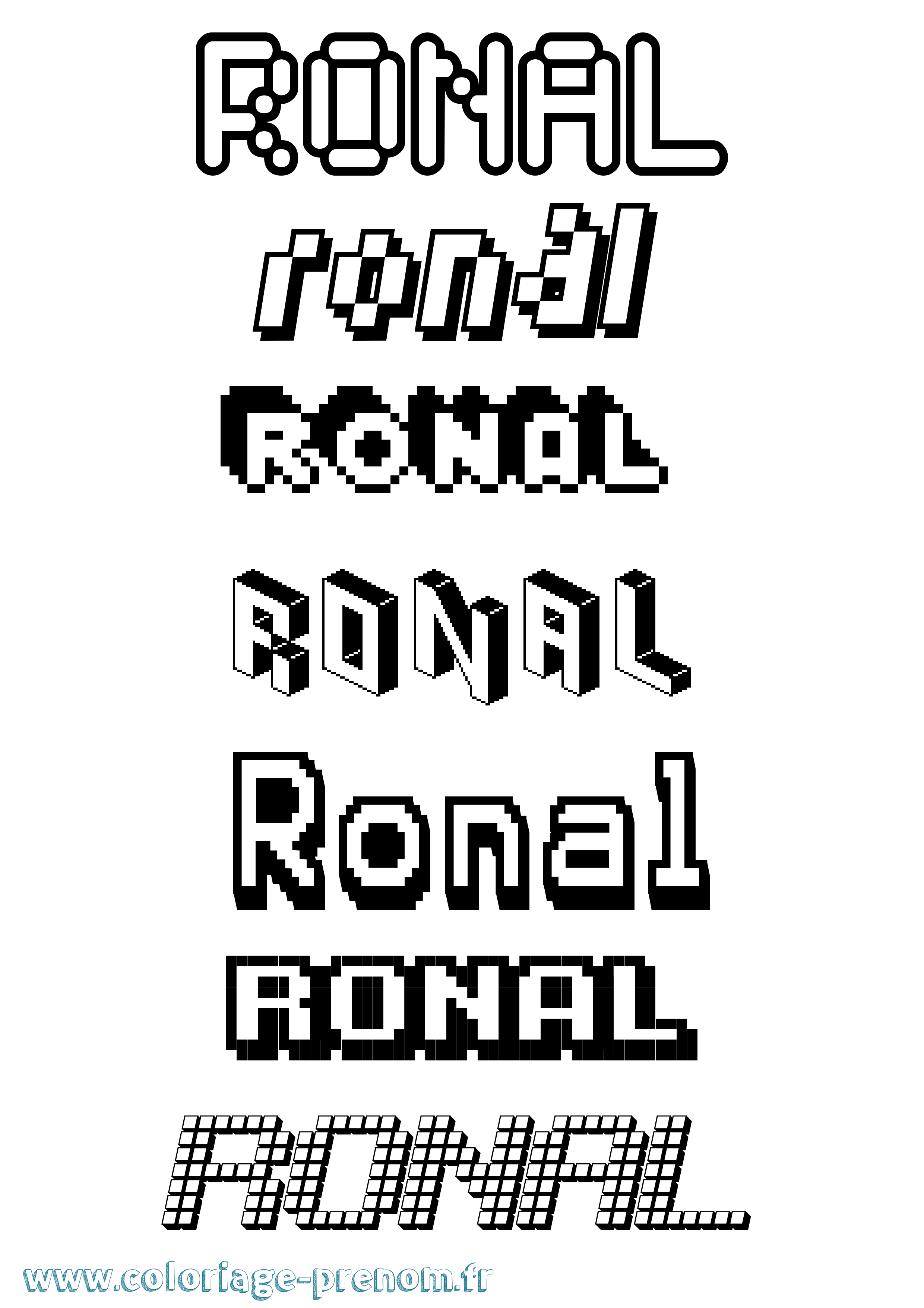Coloriage Ronal Pixel Coloriage prénom Ronal Pixel