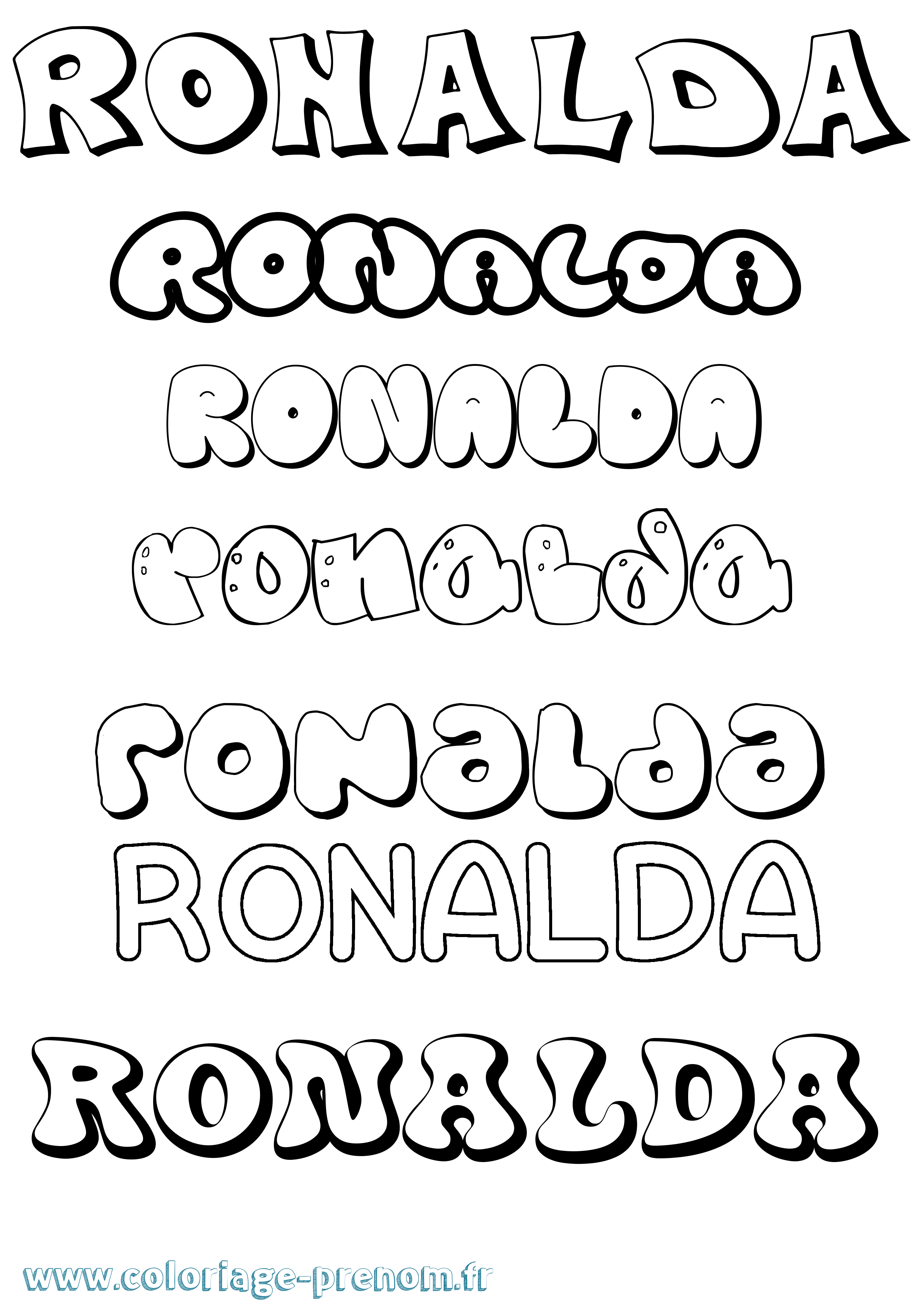 Coloriage Ronalda Bubble Coloriage prénom Ronalda Bubble