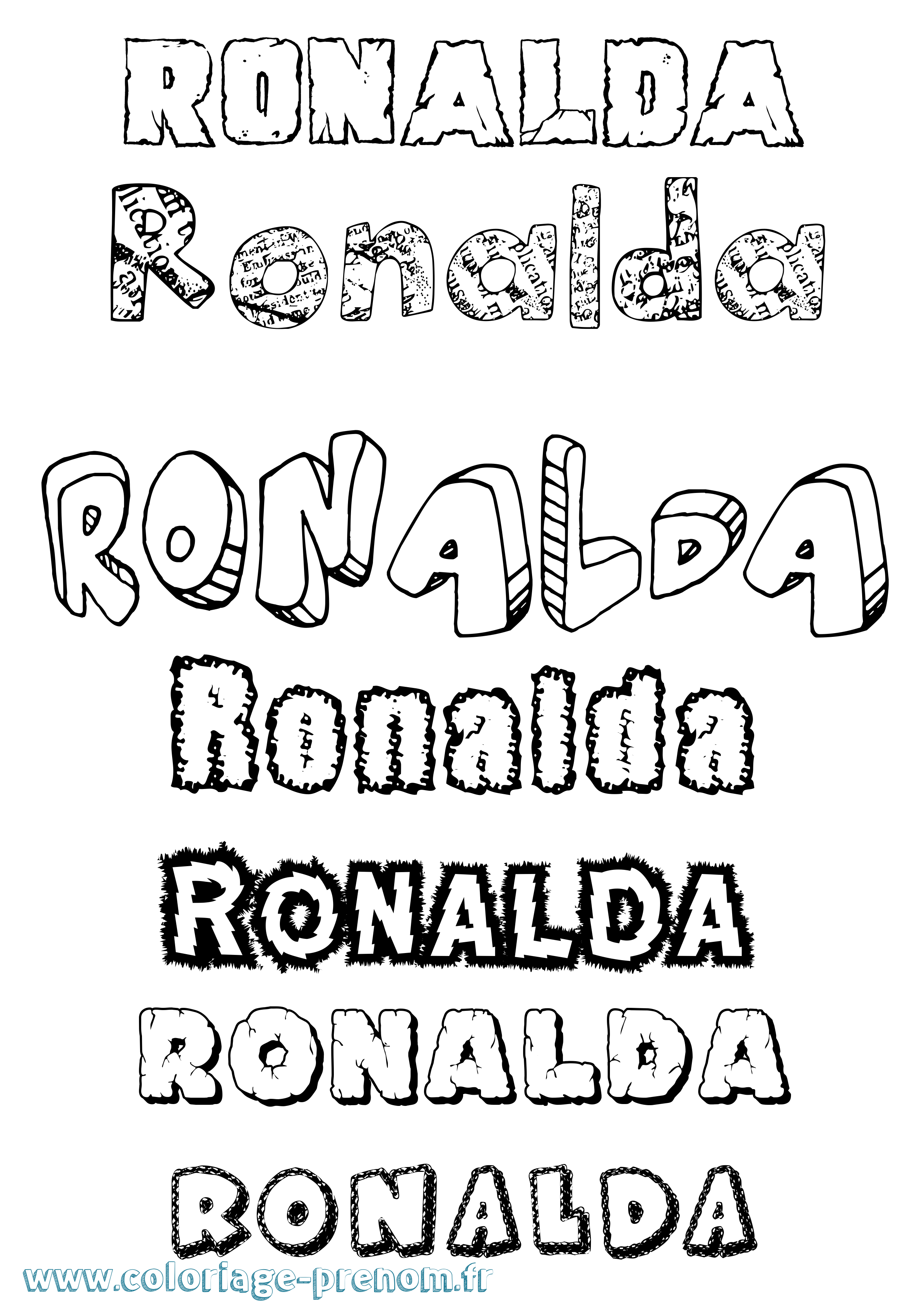 Coloriage Ronalda Destructuré Coloriage prénom Ronalda Destructuré