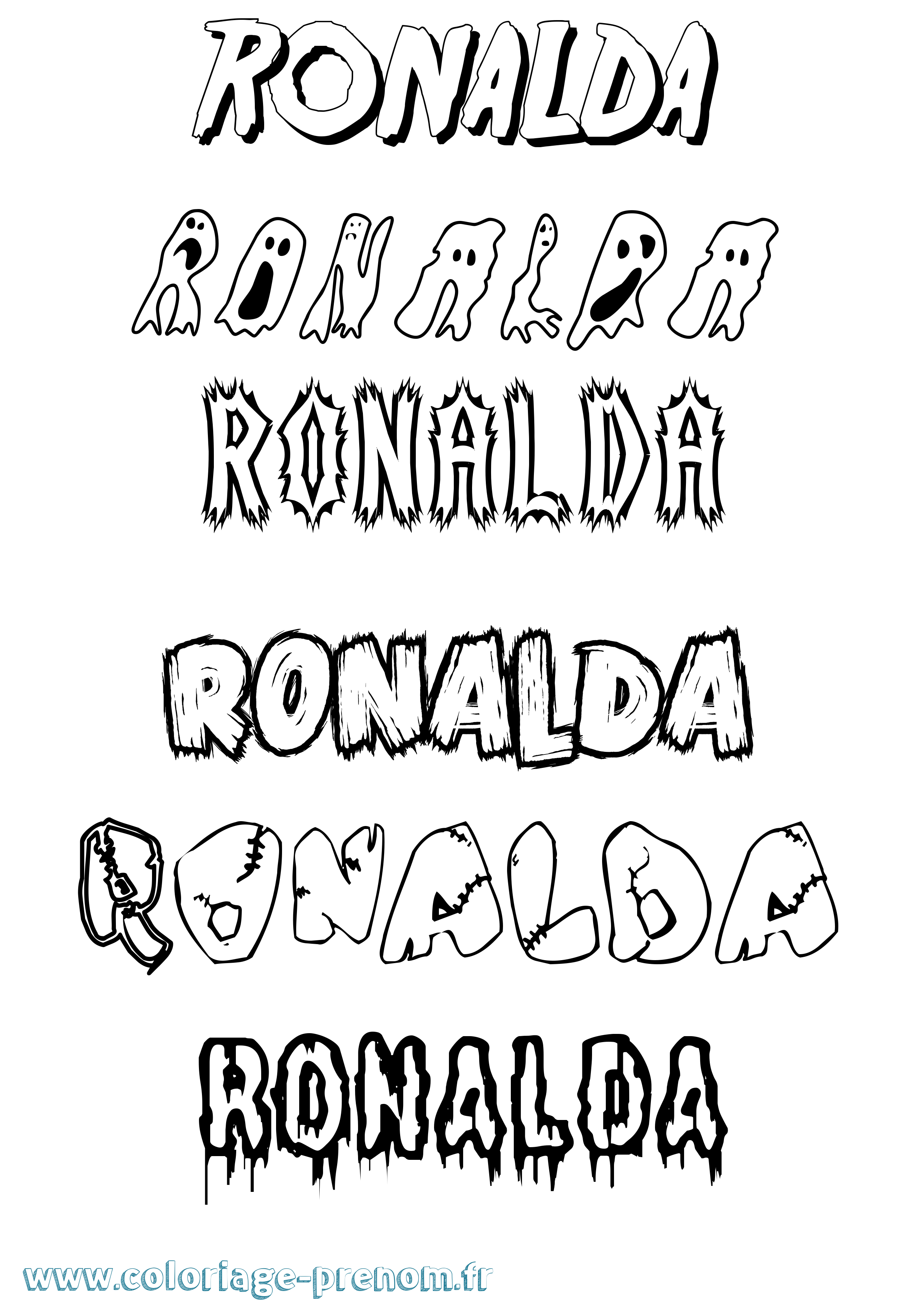 Coloriage Ronalda Frisson Coloriage prénom Ronalda Frisson