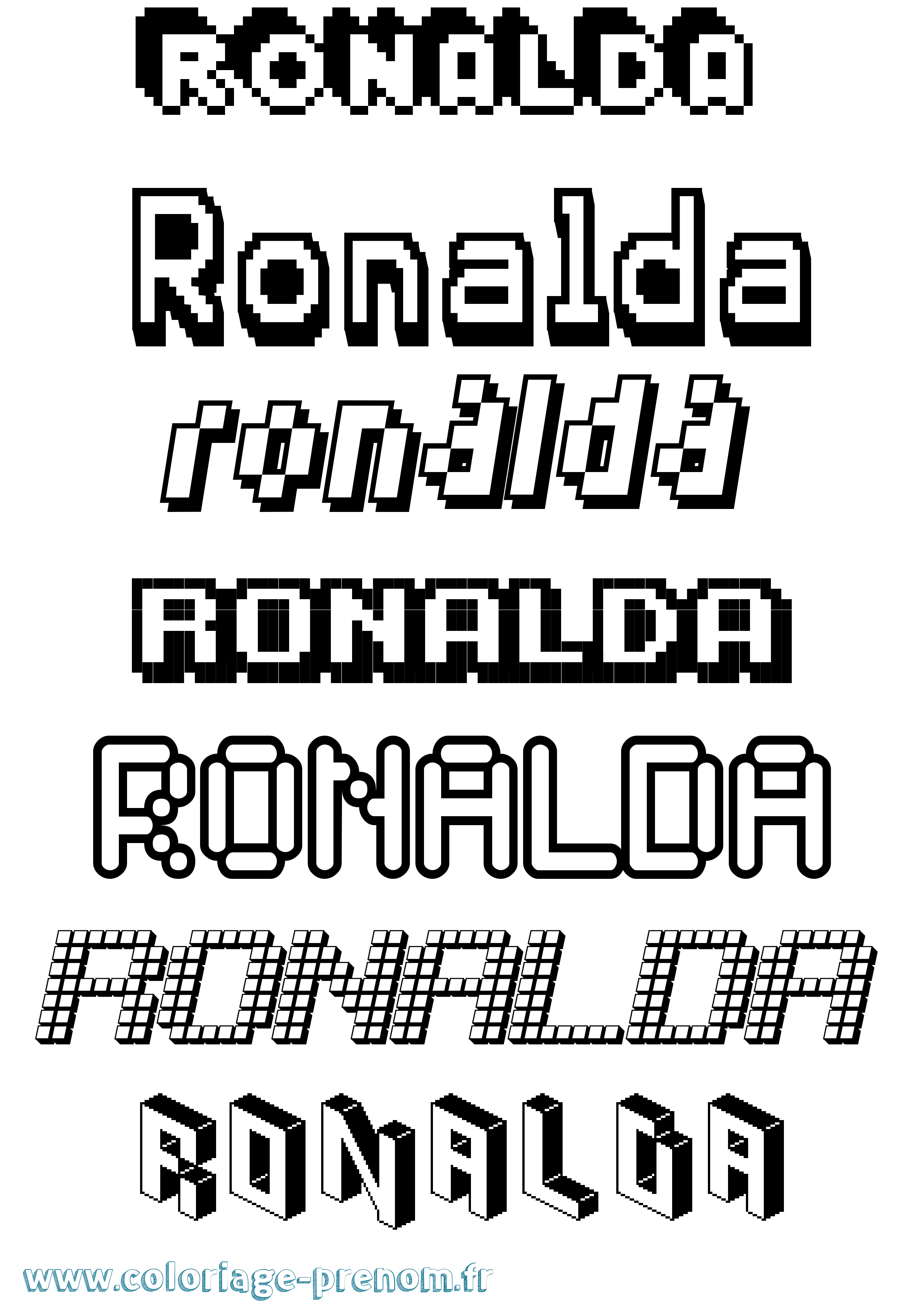 Coloriage Ronalda Pixel Coloriage prénom Ronalda Pixel