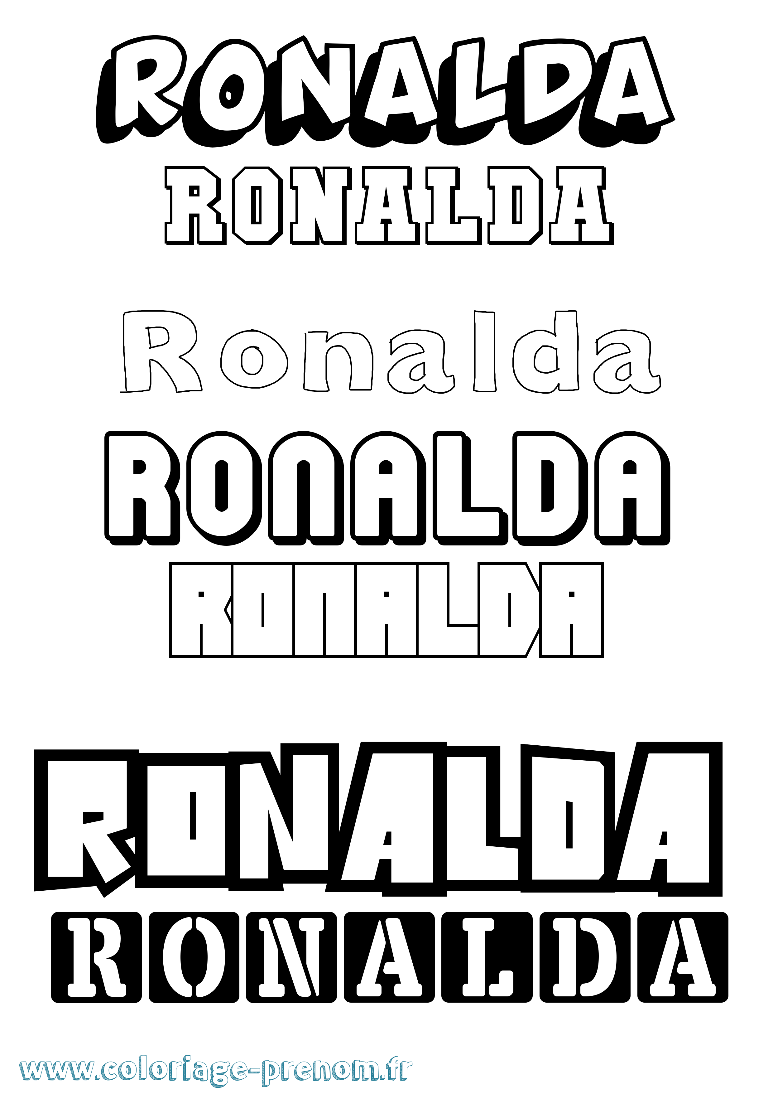 Coloriage Ronalda Simple Coloriage prénom Ronalda Simple
