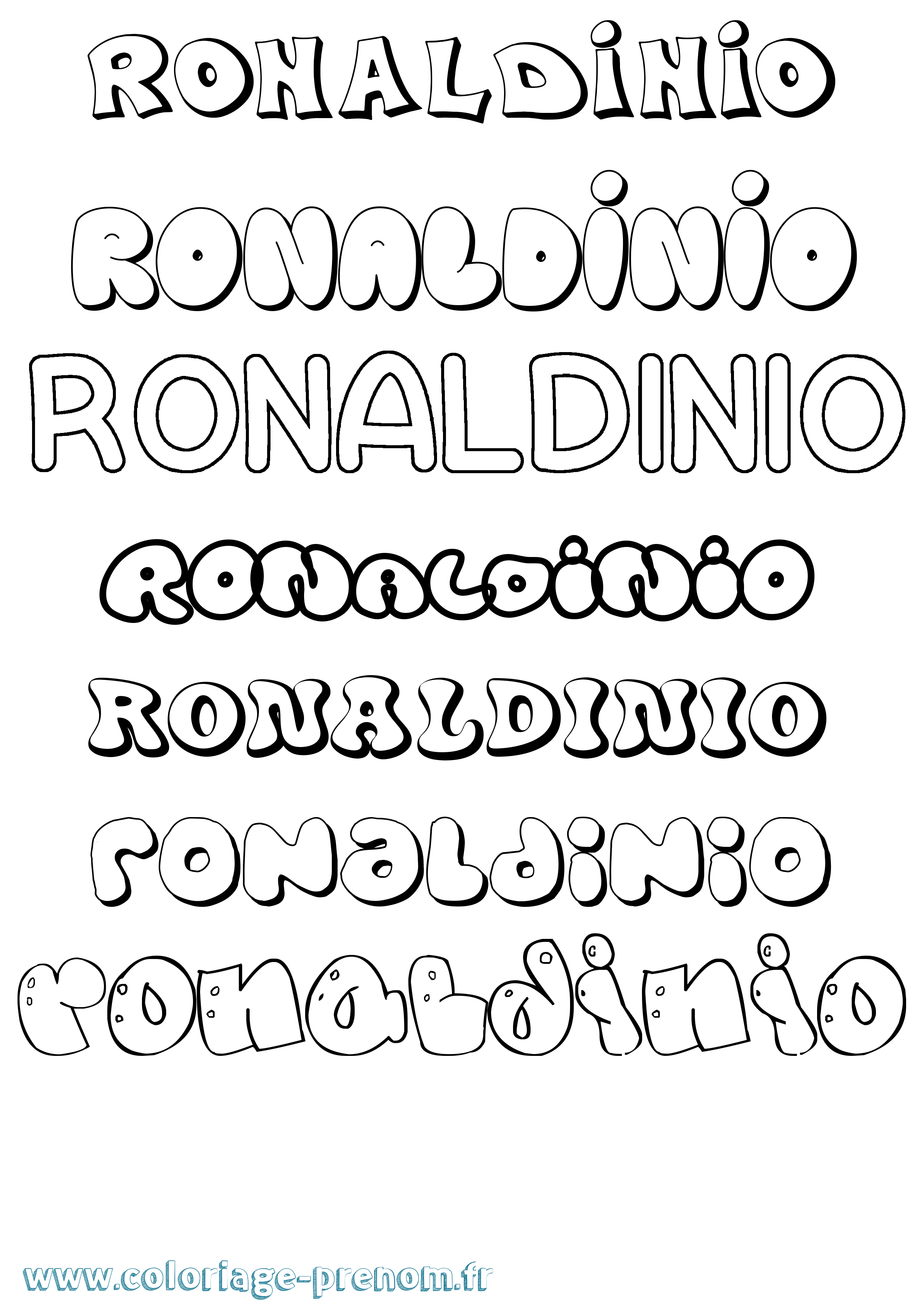 Coloriage Ronaldinio Bubble Coloriage prénom Ronaldinio Bubble