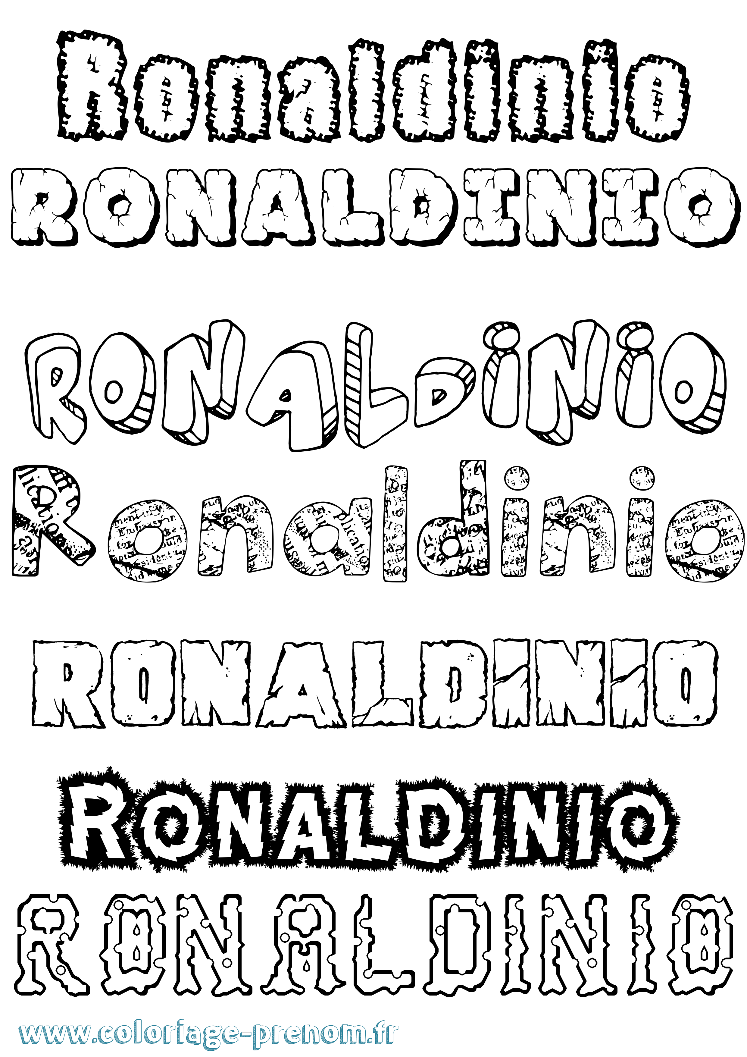Coloriage Ronaldinio Destructuré Coloriage prénom Ronaldinio Destructuré
