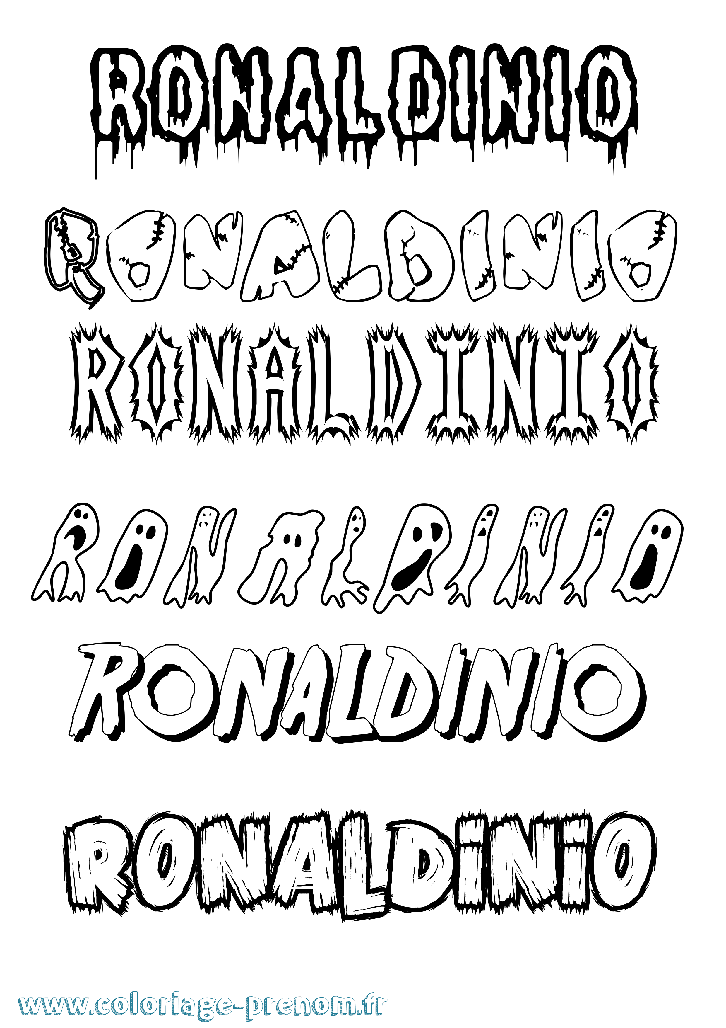 Coloriage Ronaldinio Frisson Coloriage prénom Ronaldinio Frisson