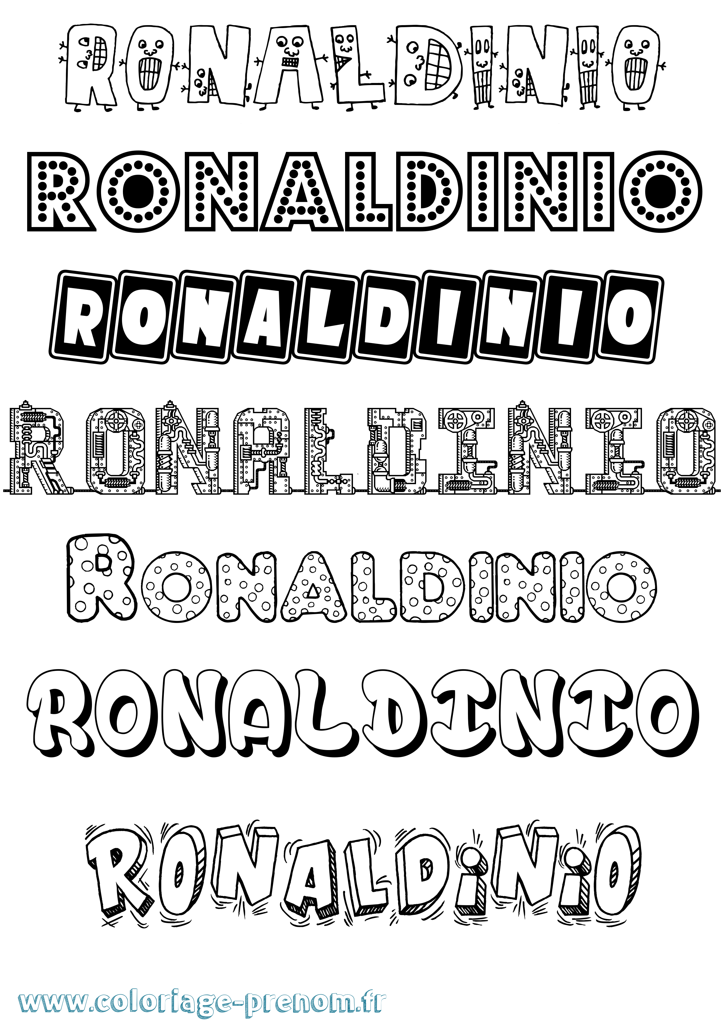 Coloriage Ronaldinio Fun Coloriage prénom Ronaldinio Fun