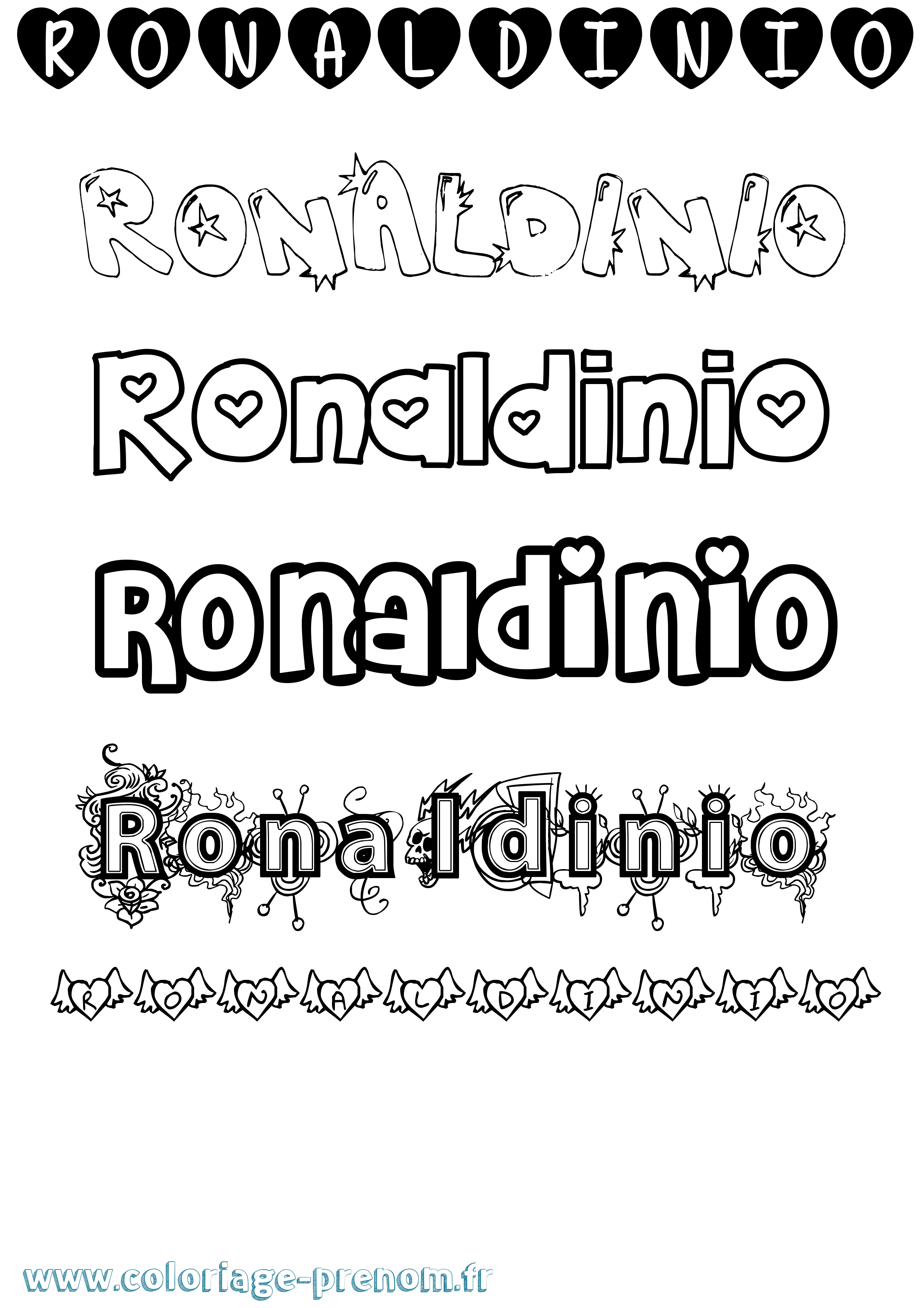 Coloriage Ronaldinio Girly Coloriage prénom Ronaldinio Girly