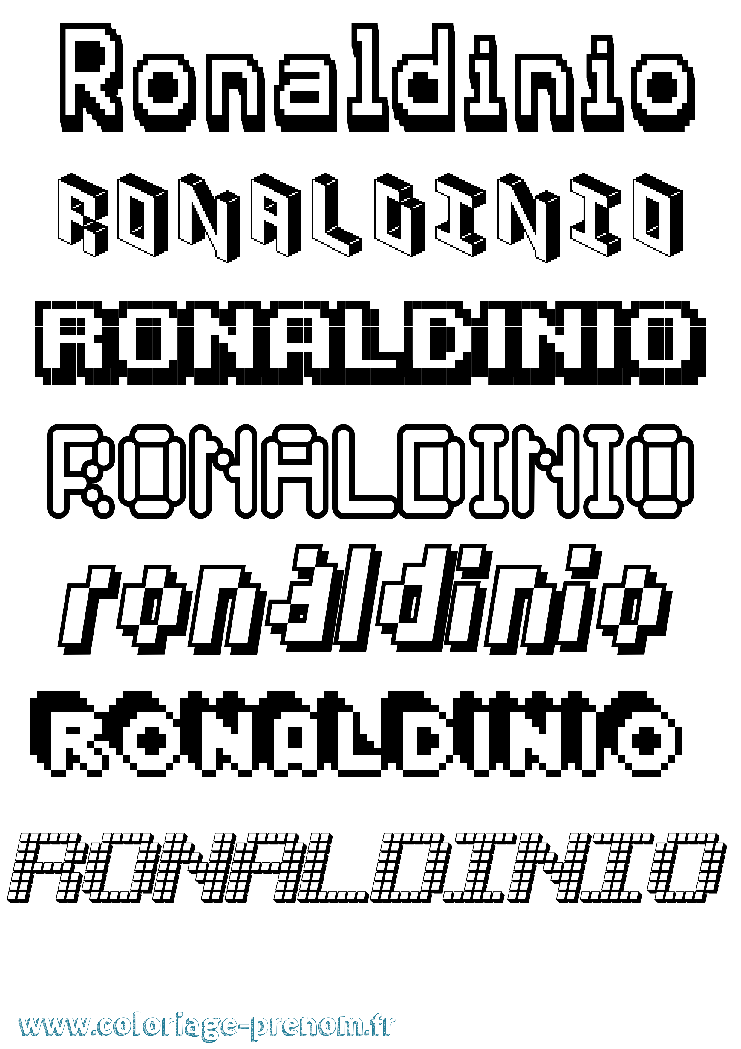 Coloriage Ronaldinio Pixel Coloriage prénom Ronaldinio Pixel