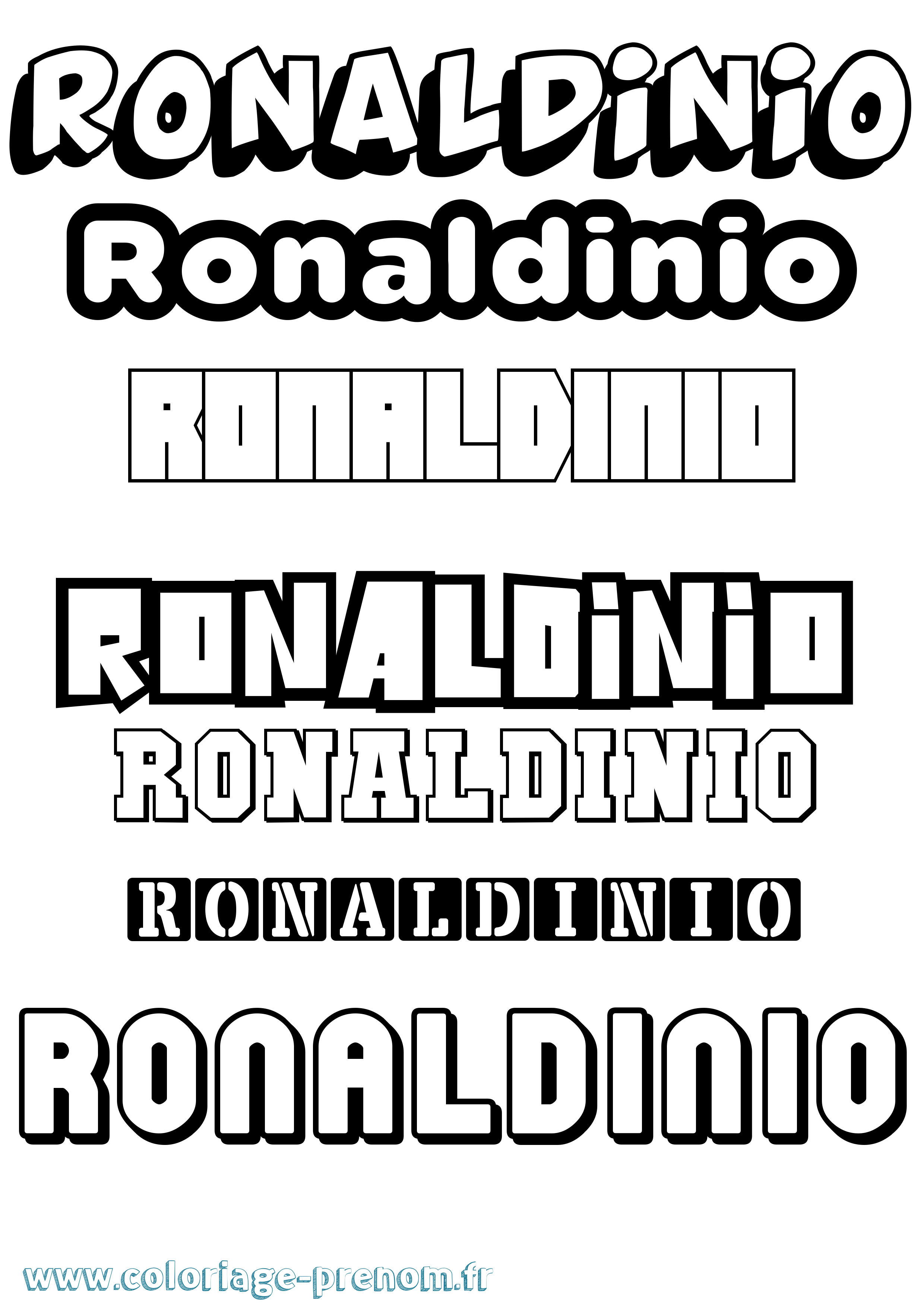 Coloriage Ronaldinio Simple Coloriage prénom Ronaldinio Simple