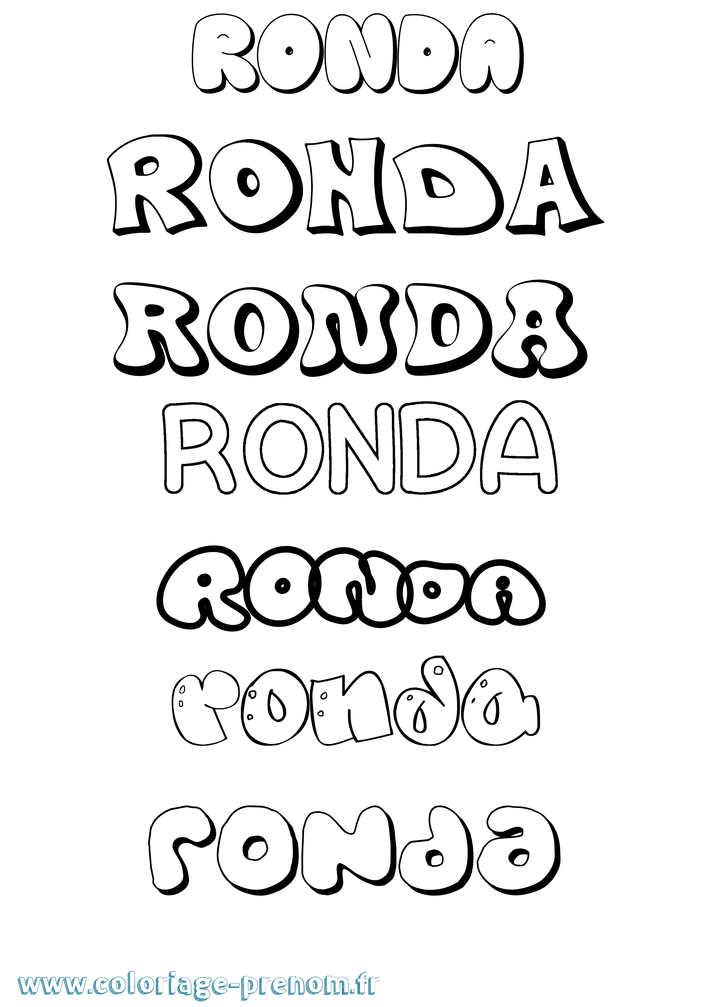 Coloriage Ronda Bubble Coloriage prénom Ronda Bubble