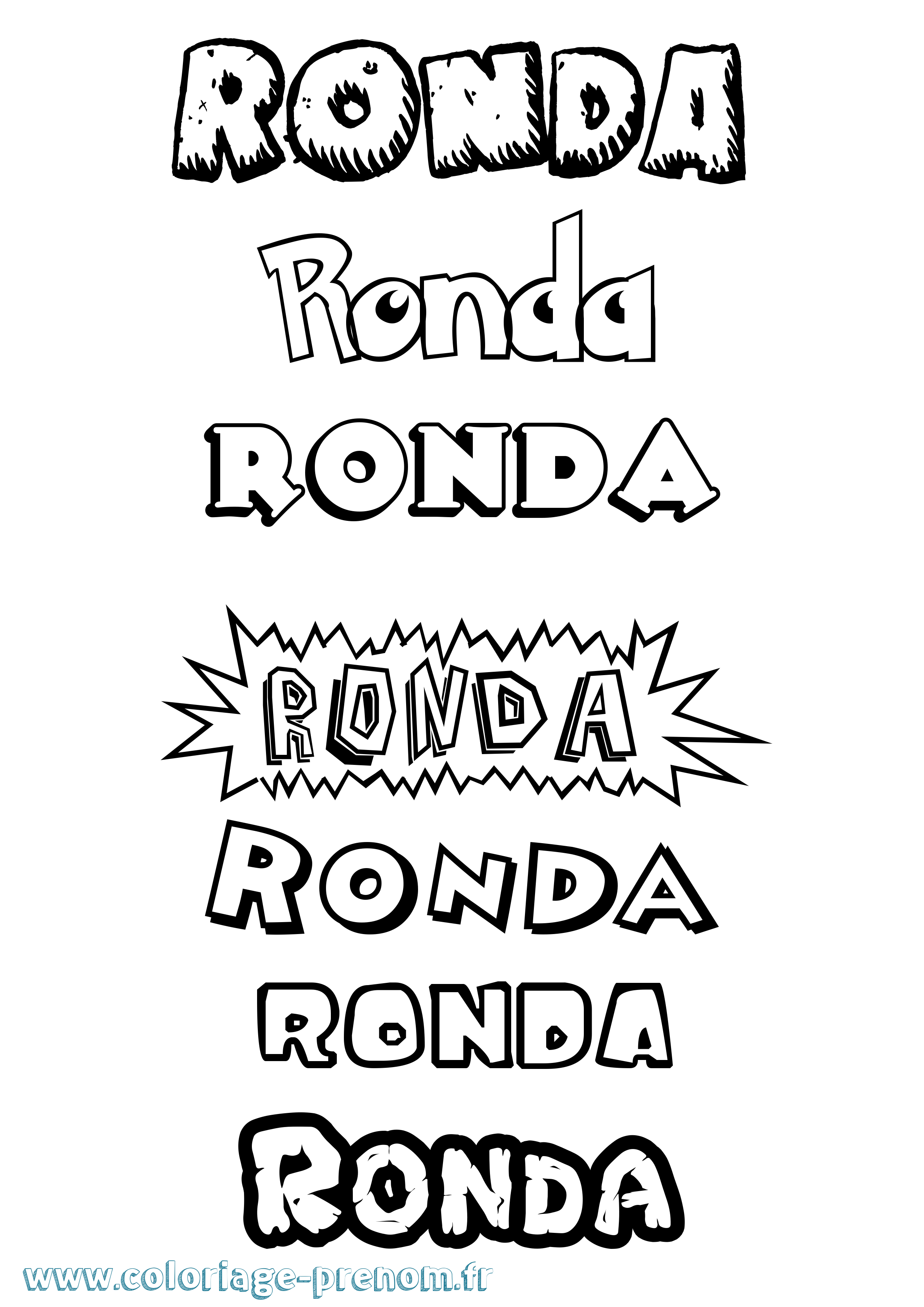 Coloriage Ronda Dessin Animé Coloriage prénom Ronda Dessin Animé