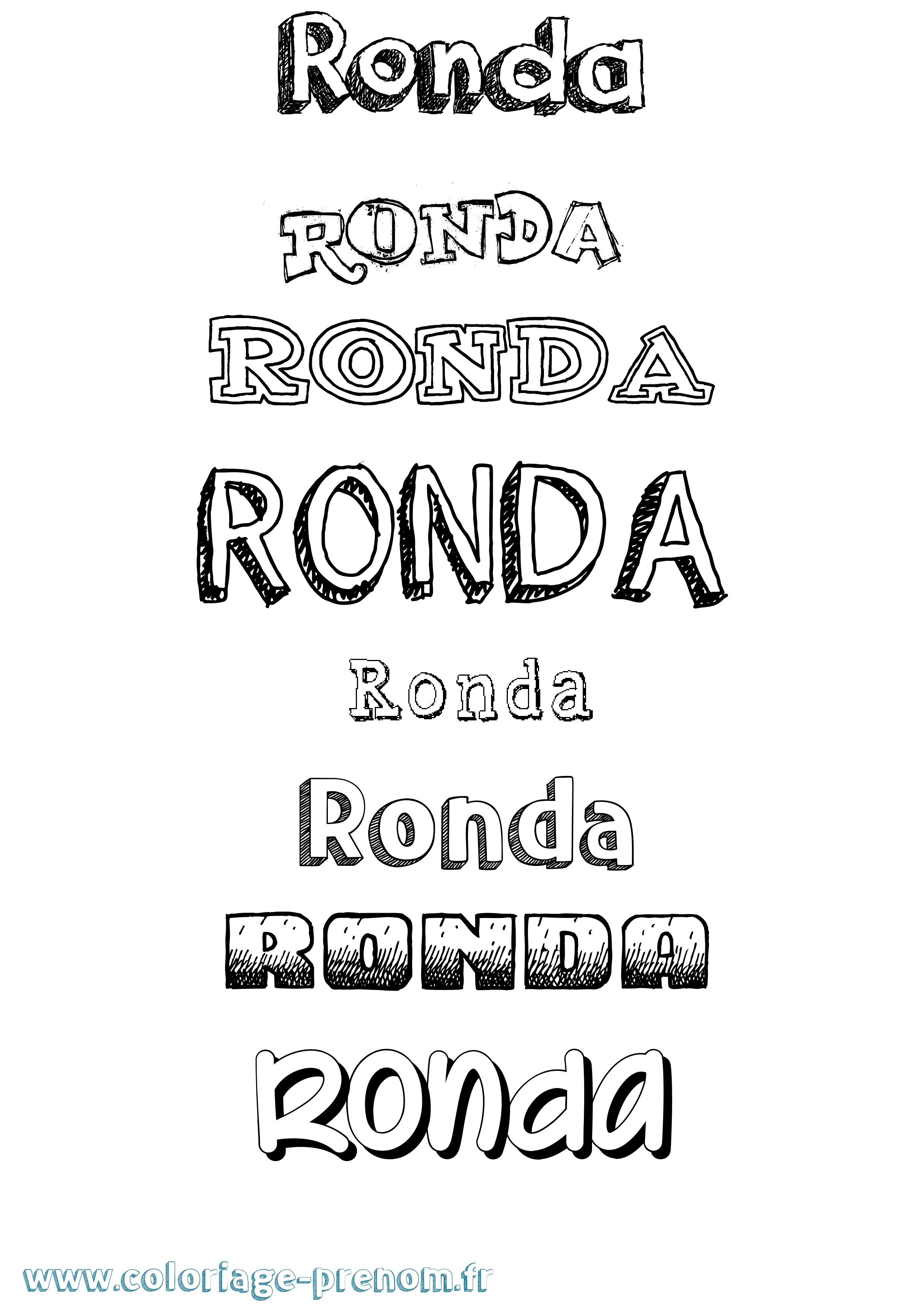 Coloriage Ronda Dessiné Coloriage prénom Ronda Dessiné