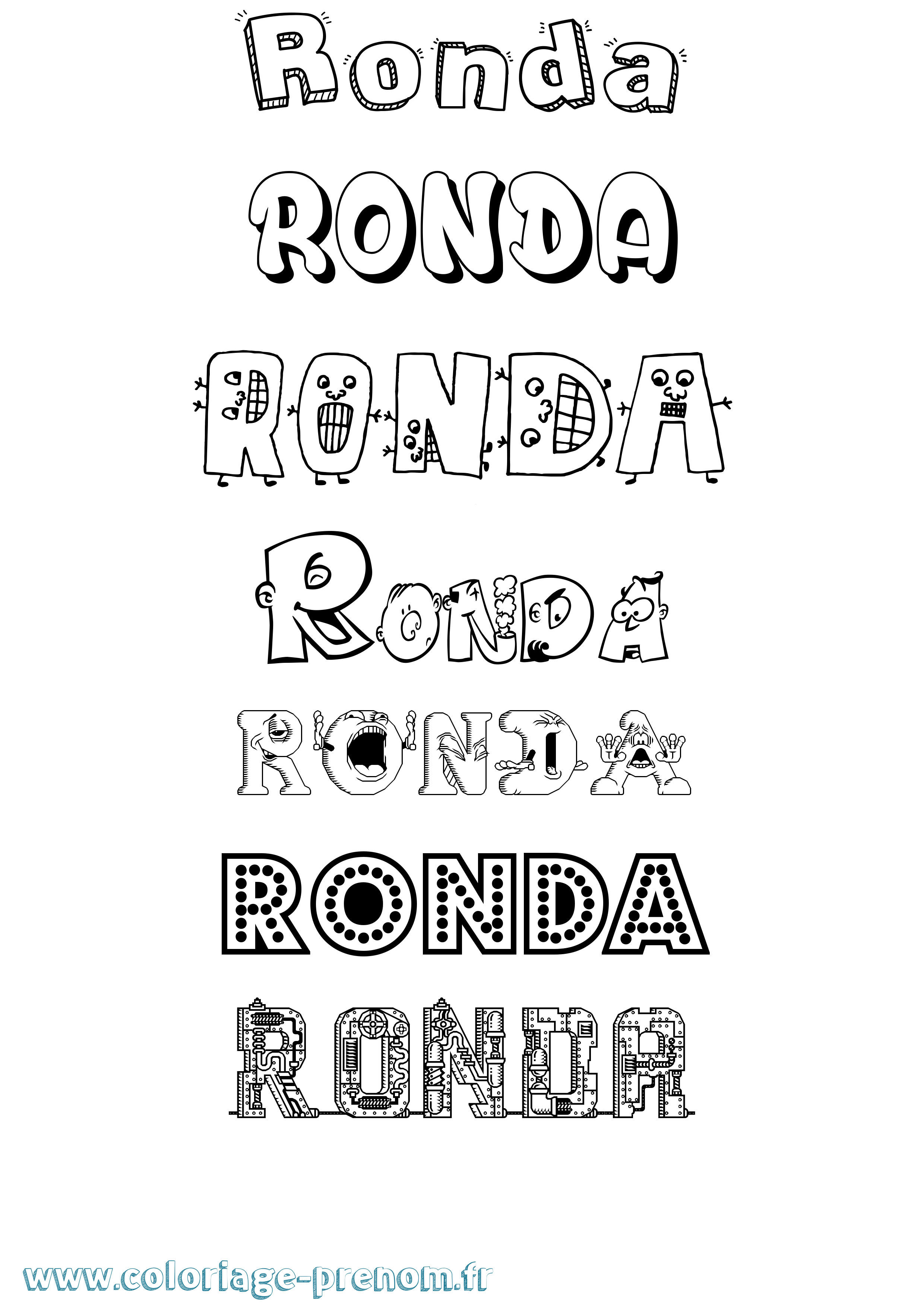 Coloriage Ronda Fun Coloriage prénom Ronda Fun