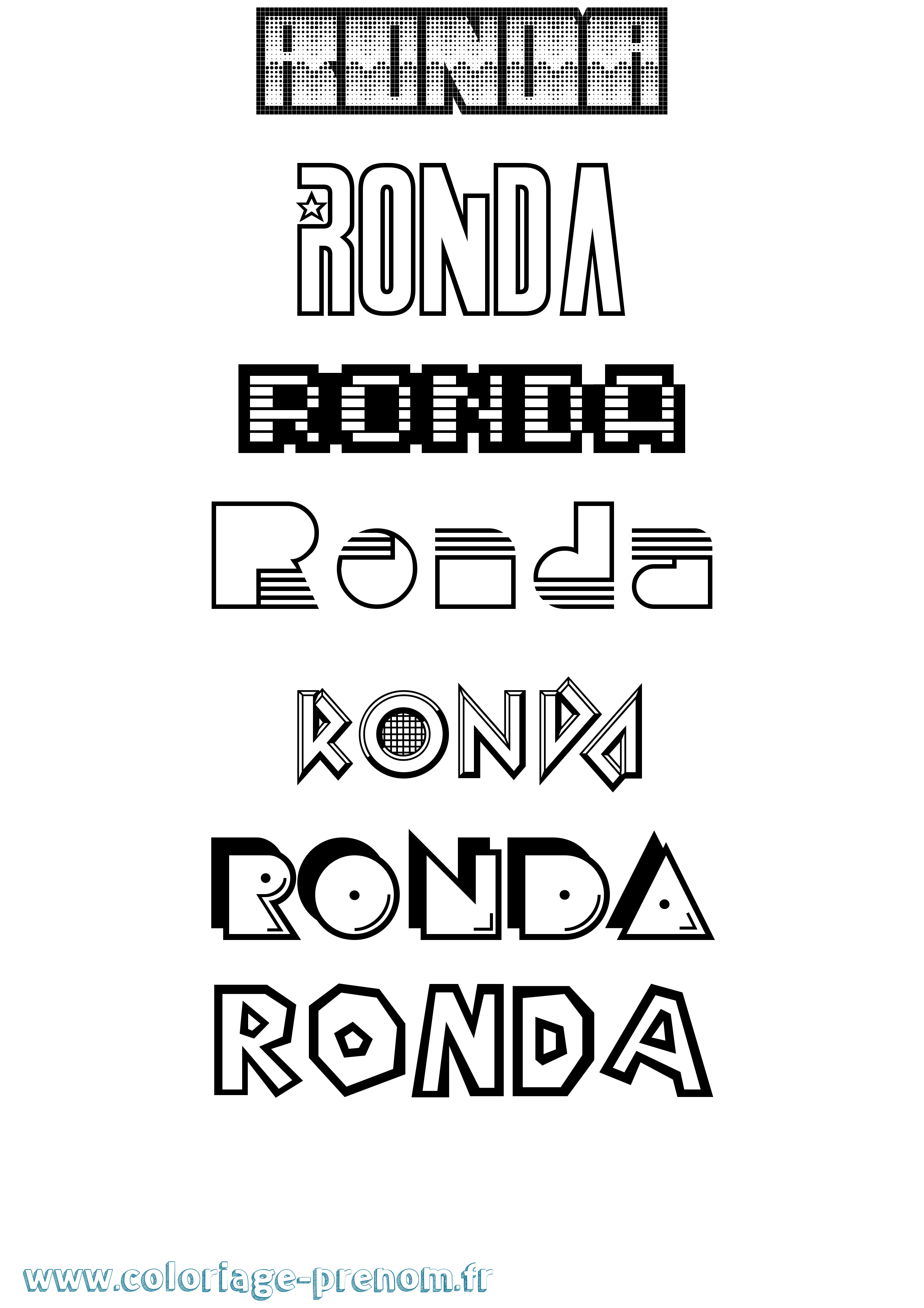 Coloriage Ronda Jeux Vidéos Coloriage prénom Ronda Jeux Vidéos