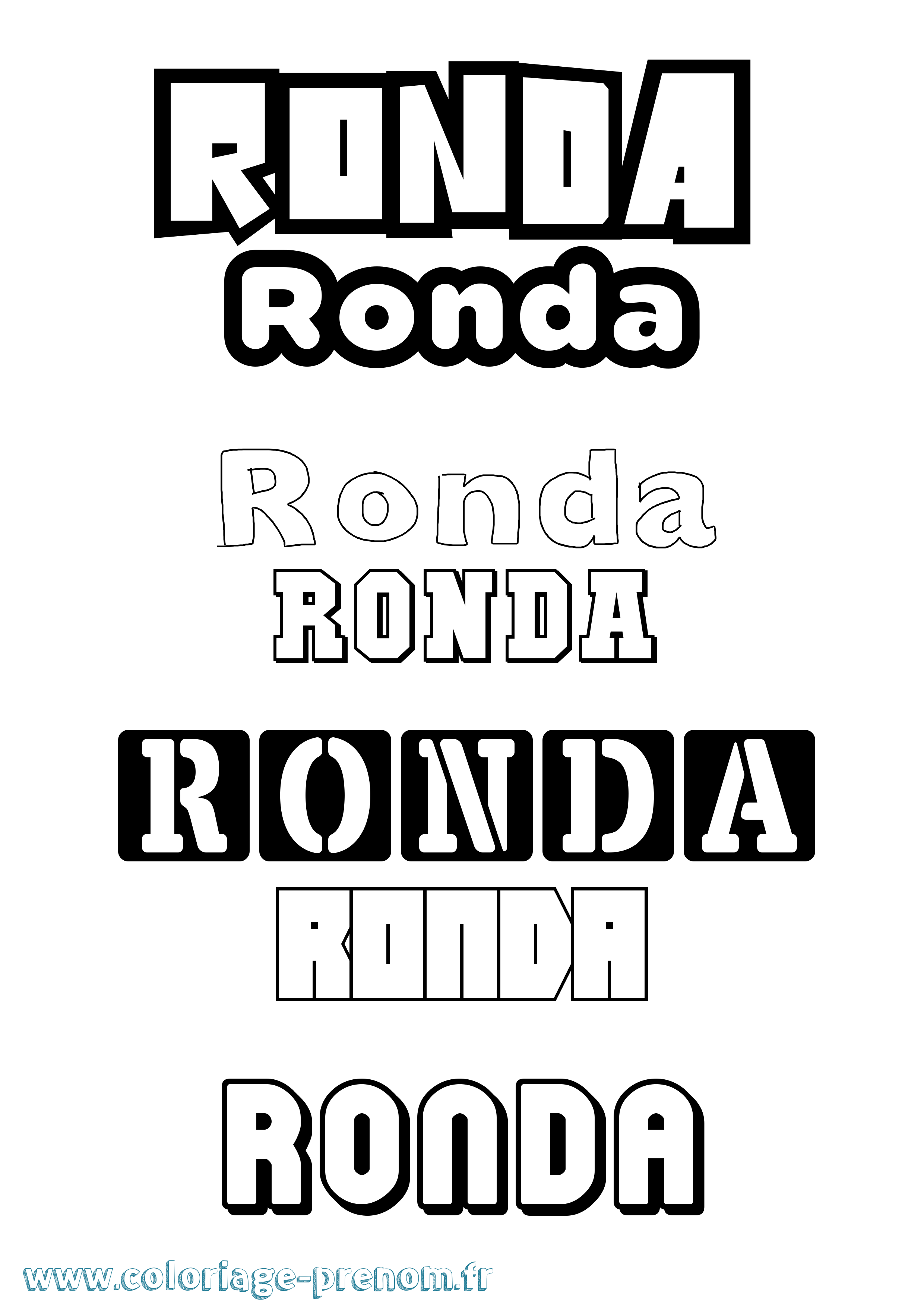 Coloriage Ronda Simple Coloriage prénom Ronda Simple