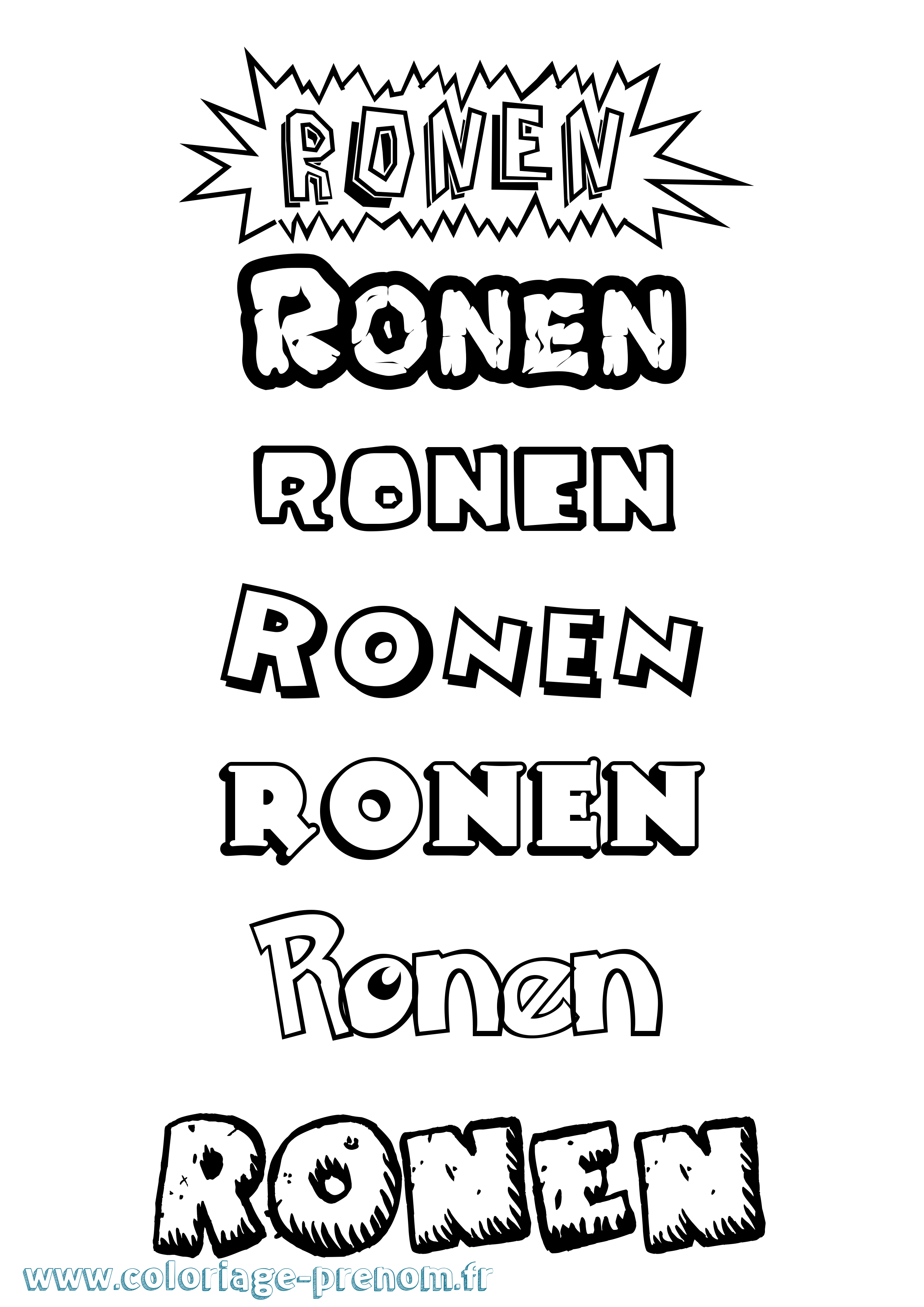 Coloriage Ronen Dessin Animé Coloriage prénom Ronen Dessin Animé