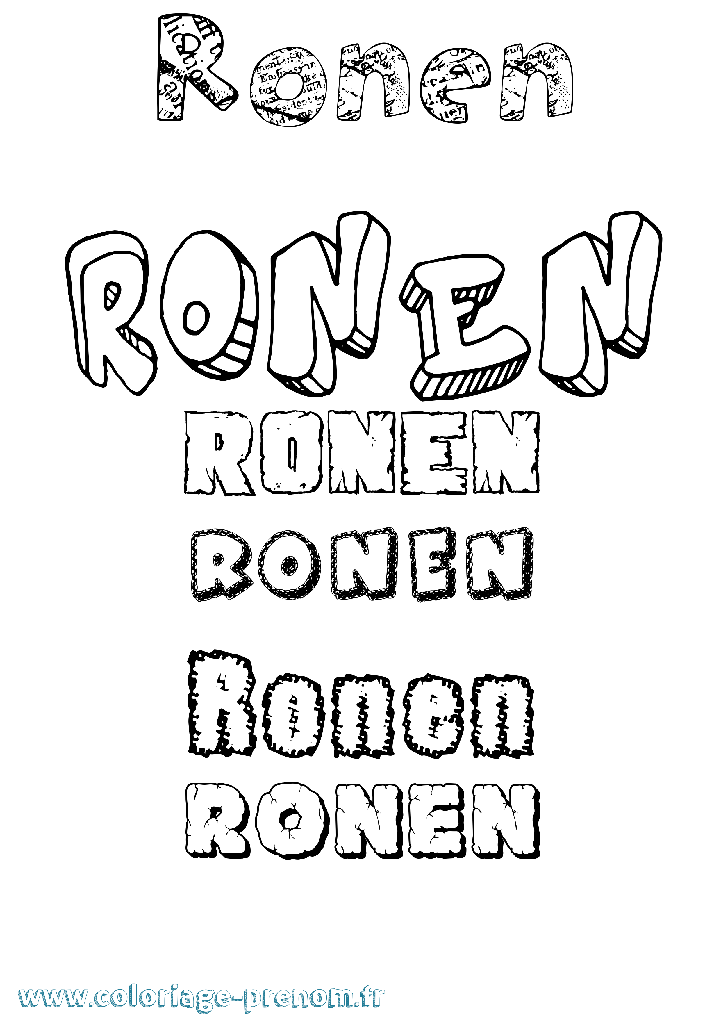 Coloriage Ronen Destructuré Coloriage prénom Ronen Destructuré
