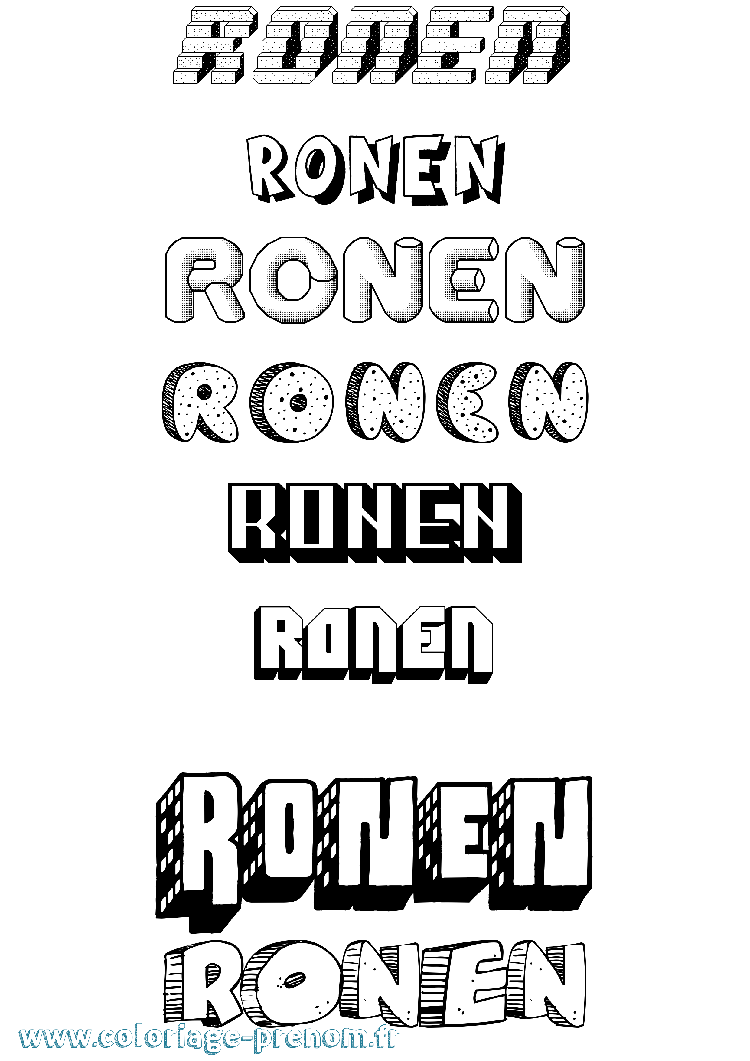 Coloriage Ronen Effet 3D Coloriage prénom Ronen Effet 3D