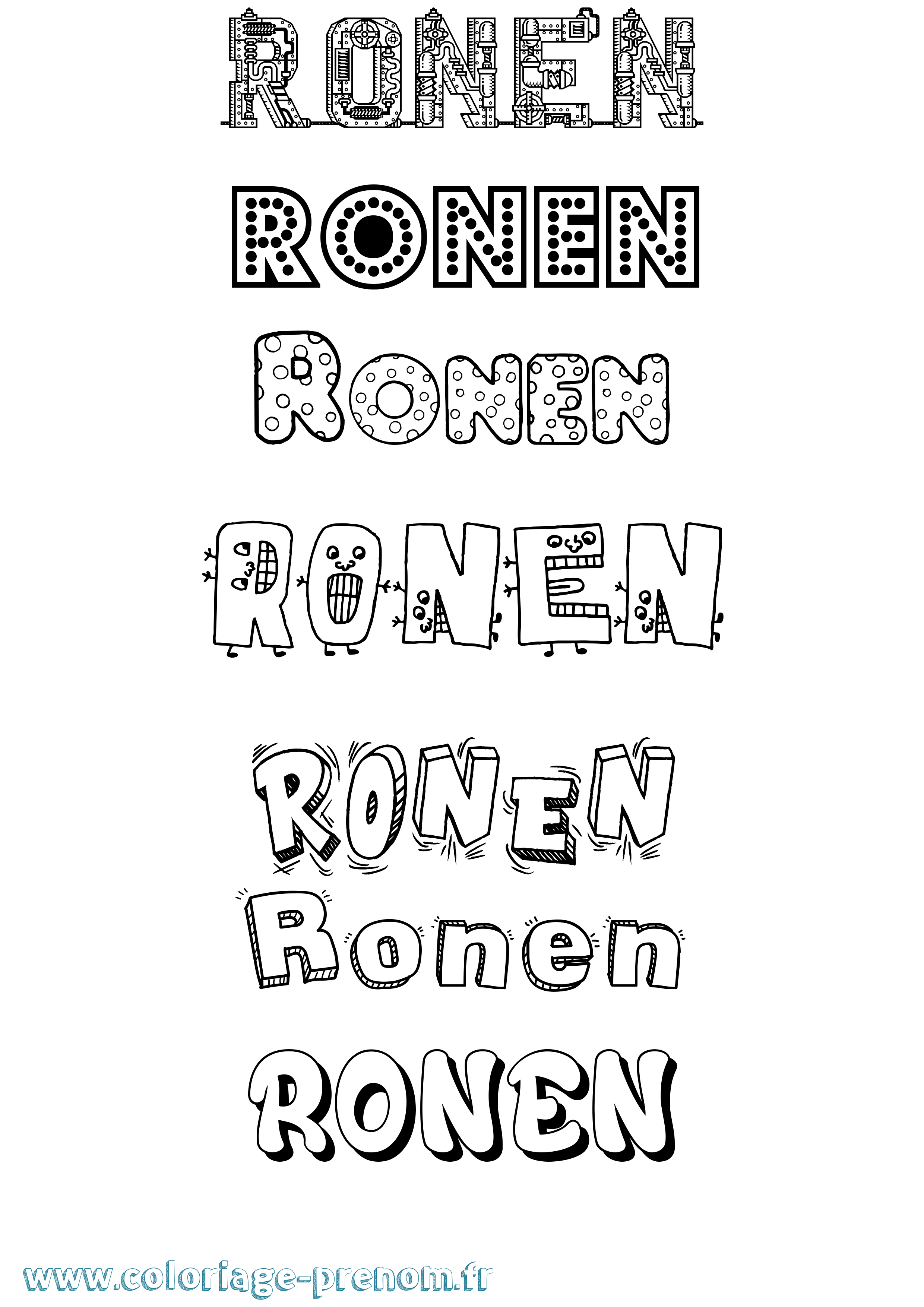 Coloriage Ronen Fun Coloriage prénom Ronen Fun