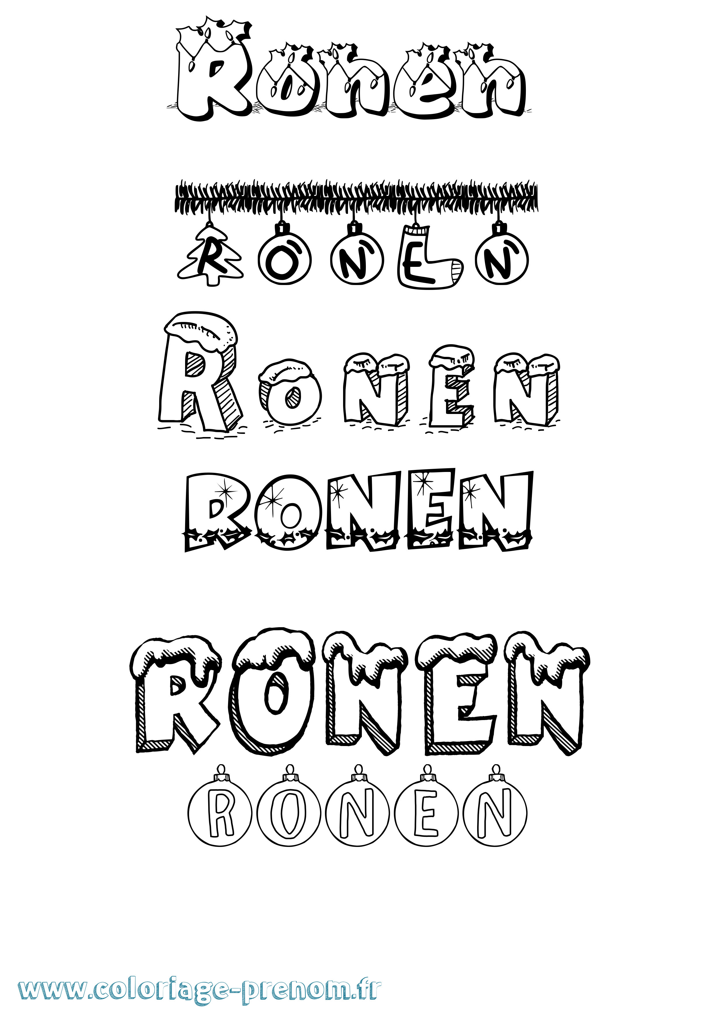 Coloriage Ronen Noël Coloriage prénom Ronen Noël