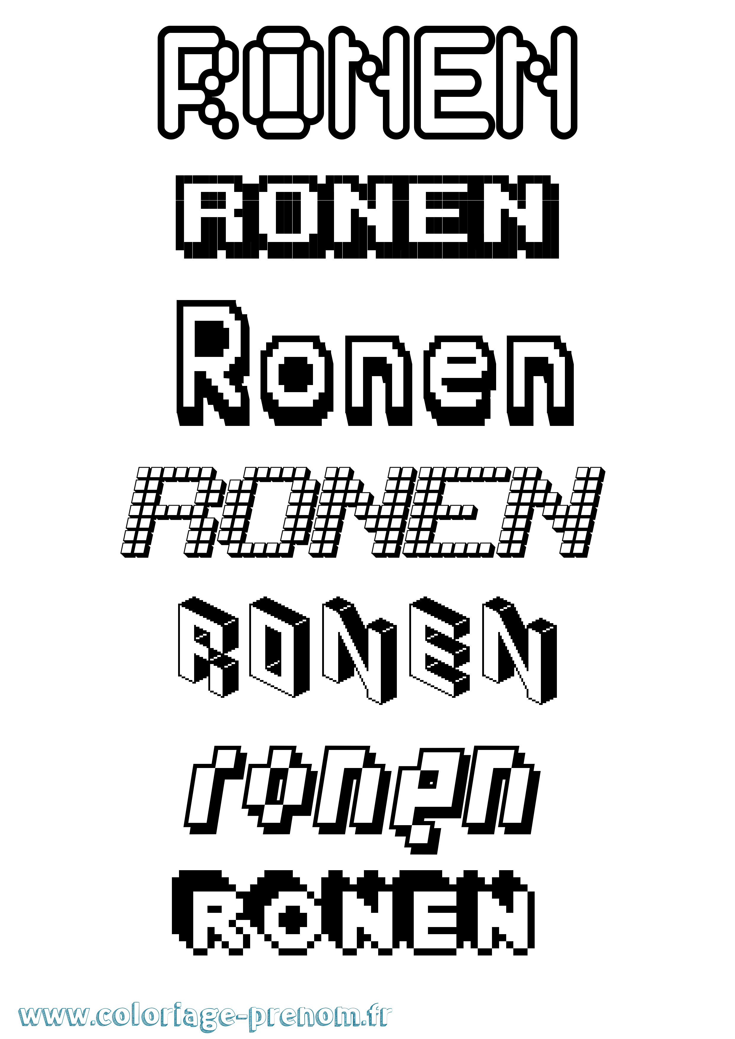 Coloriage Ronen Pixel Coloriage prénom Ronen Pixel