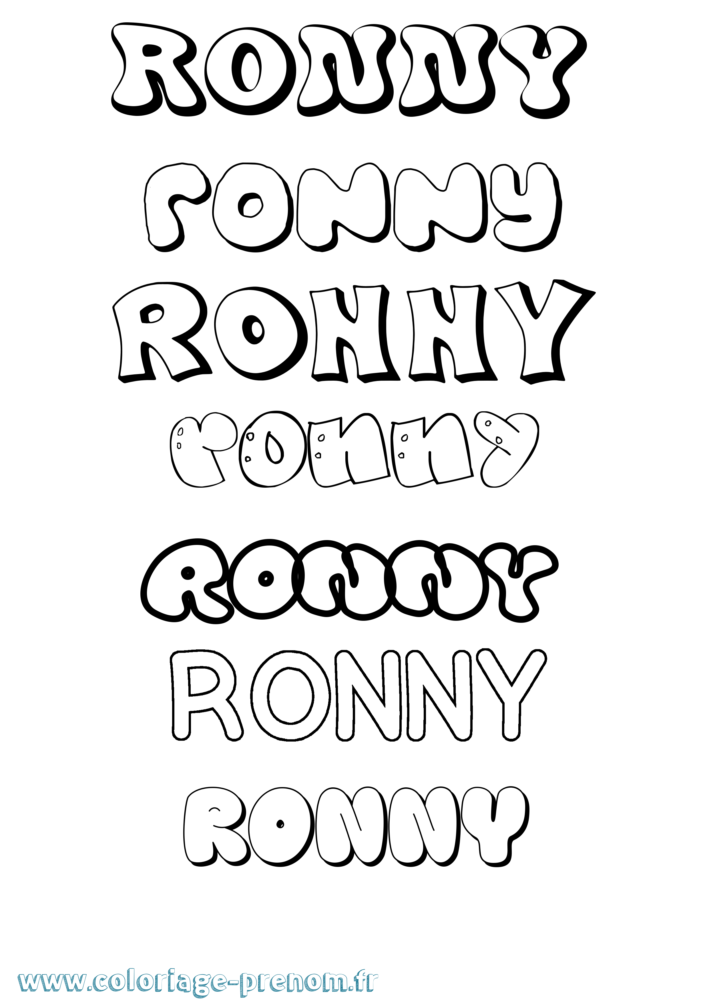 Coloriage Ronny Bubble Coloriage prénom Ronny Bubble