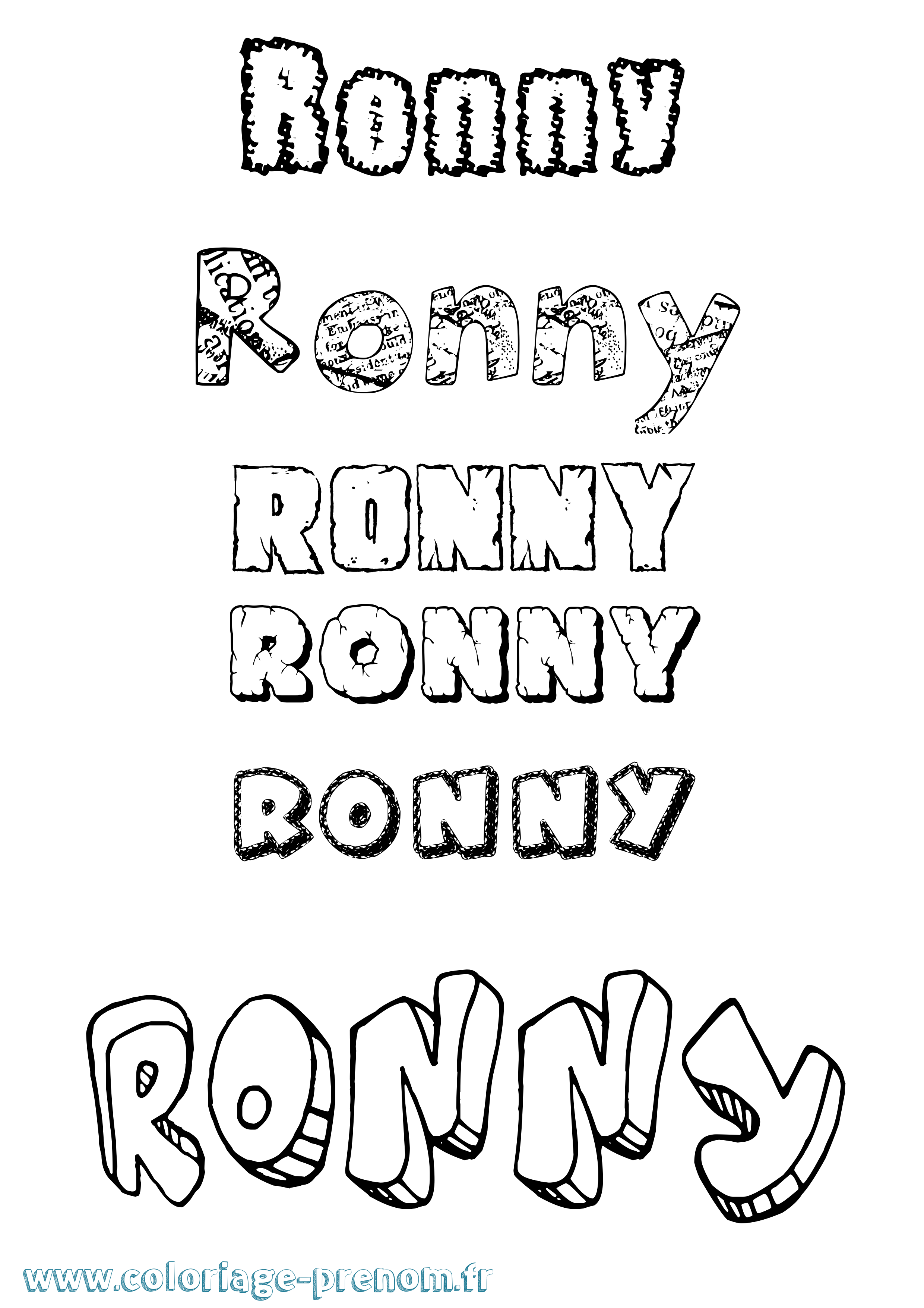 Coloriage Ronny Destructuré Coloriage prénom Ronny Destructuré