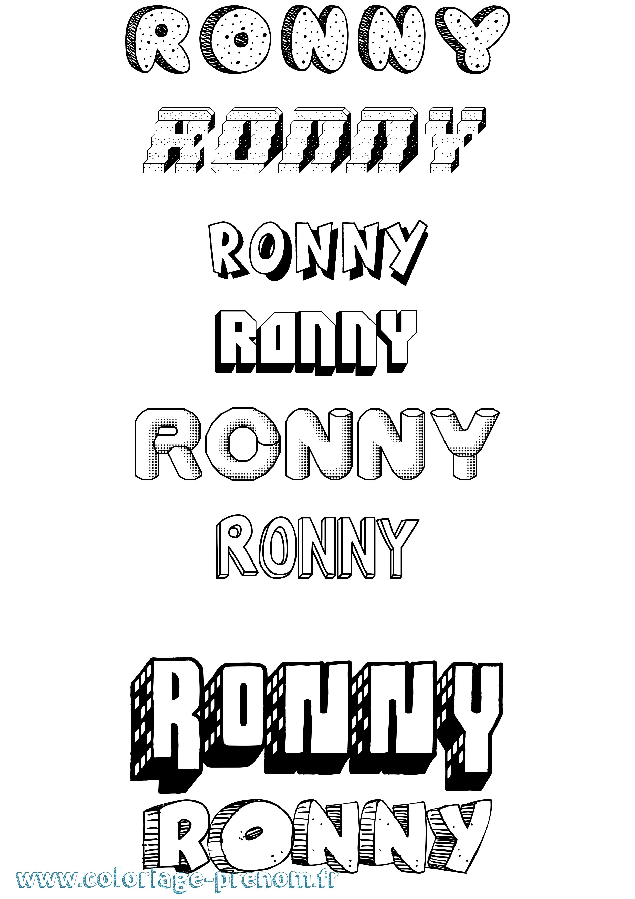 Coloriage Ronny Effet 3D Coloriage prénom Ronny Effet 3D