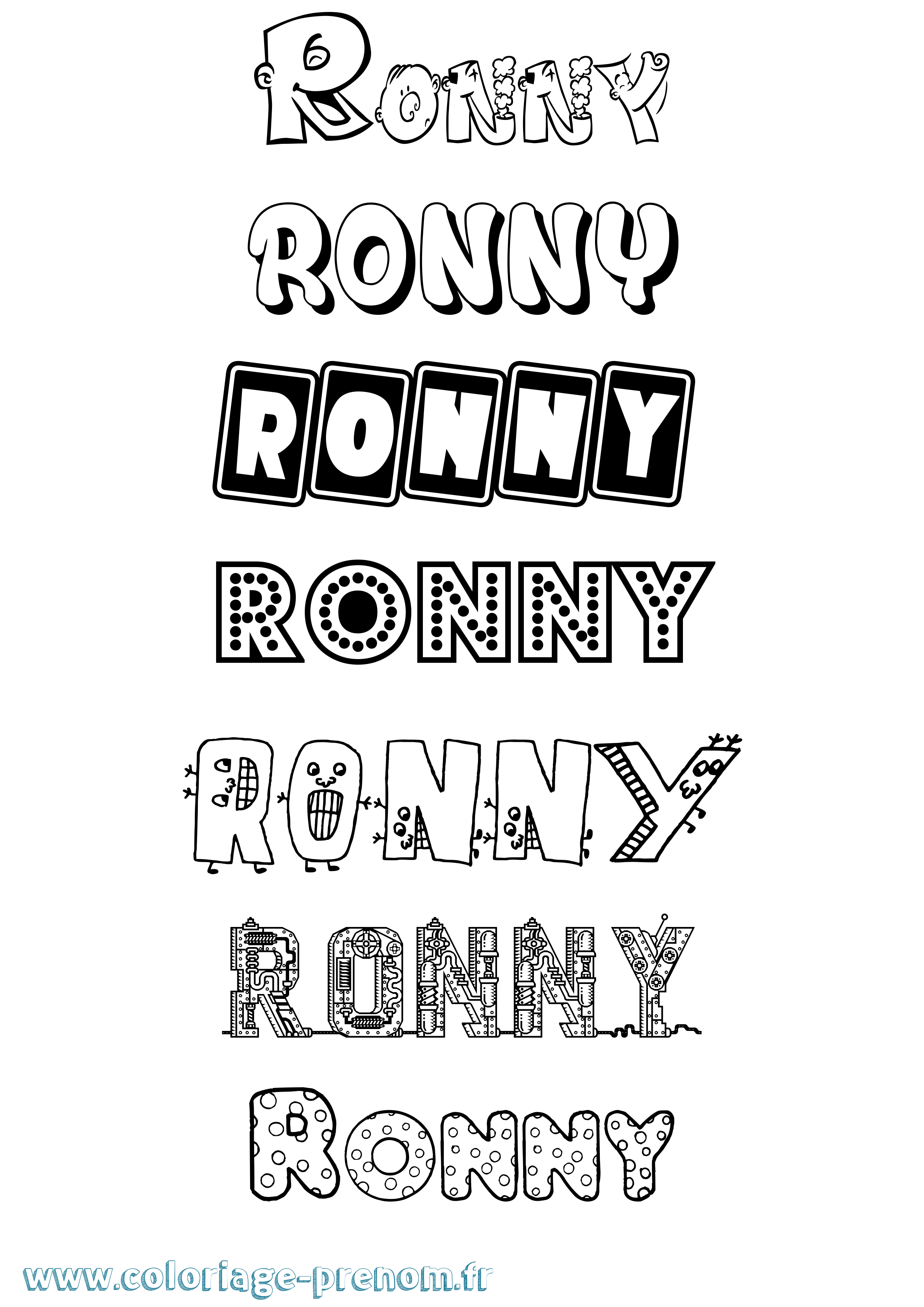 Coloriage Ronny Fun Coloriage prénom Ronny Fun