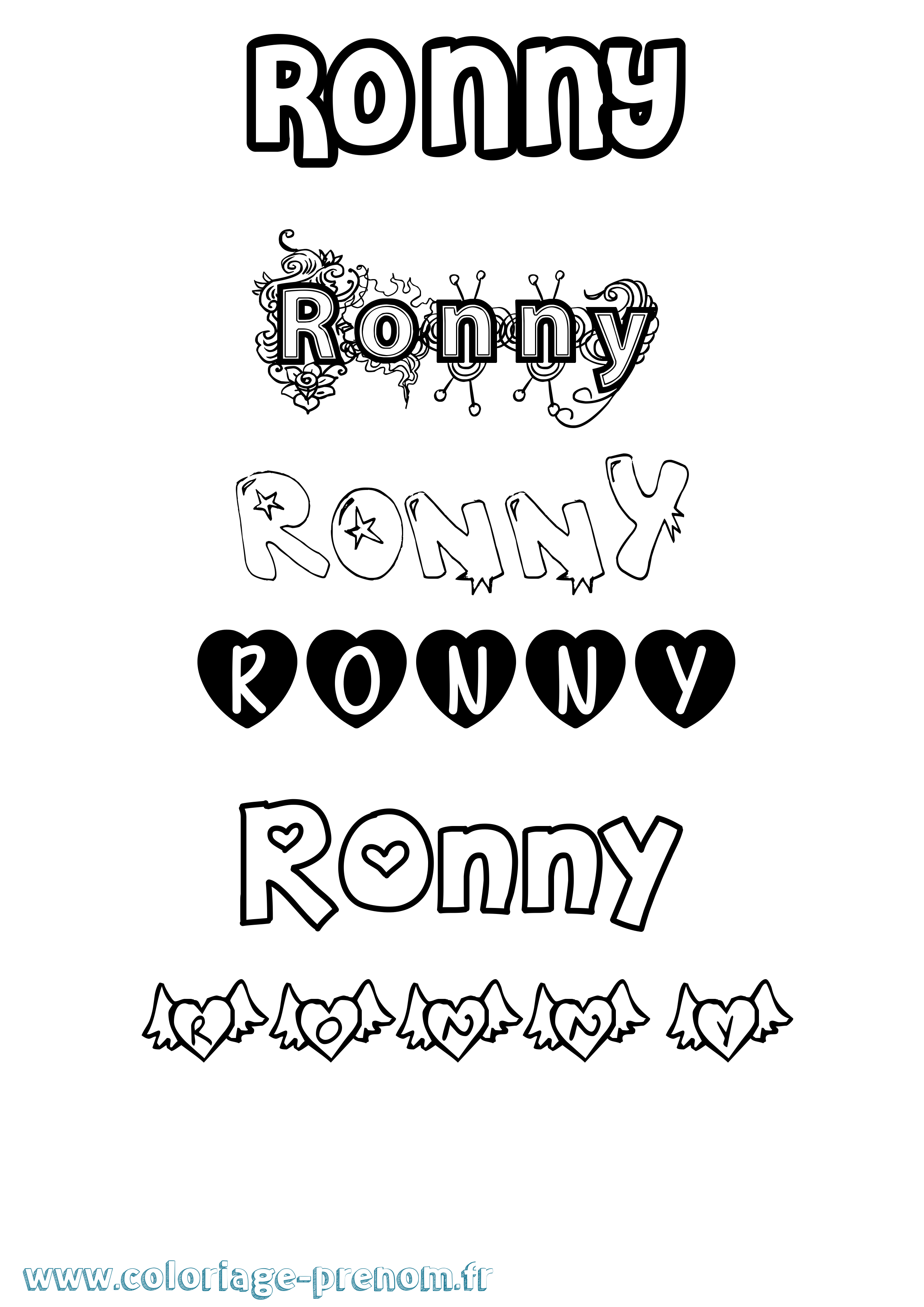 Coloriage Ronny Girly Coloriage prénom Ronny Girly