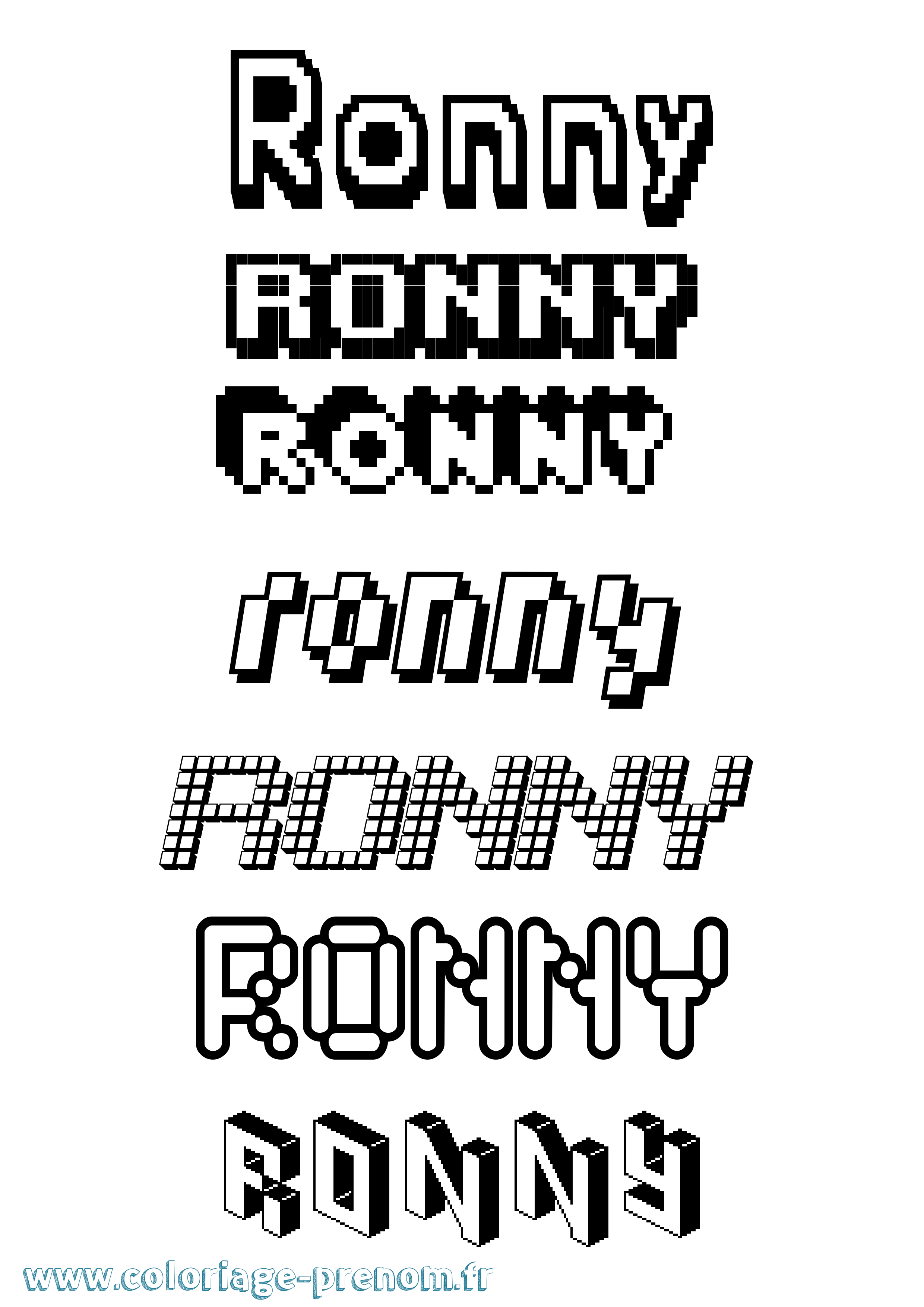 Coloriage Ronny Pixel Coloriage prénom Ronny Pixel