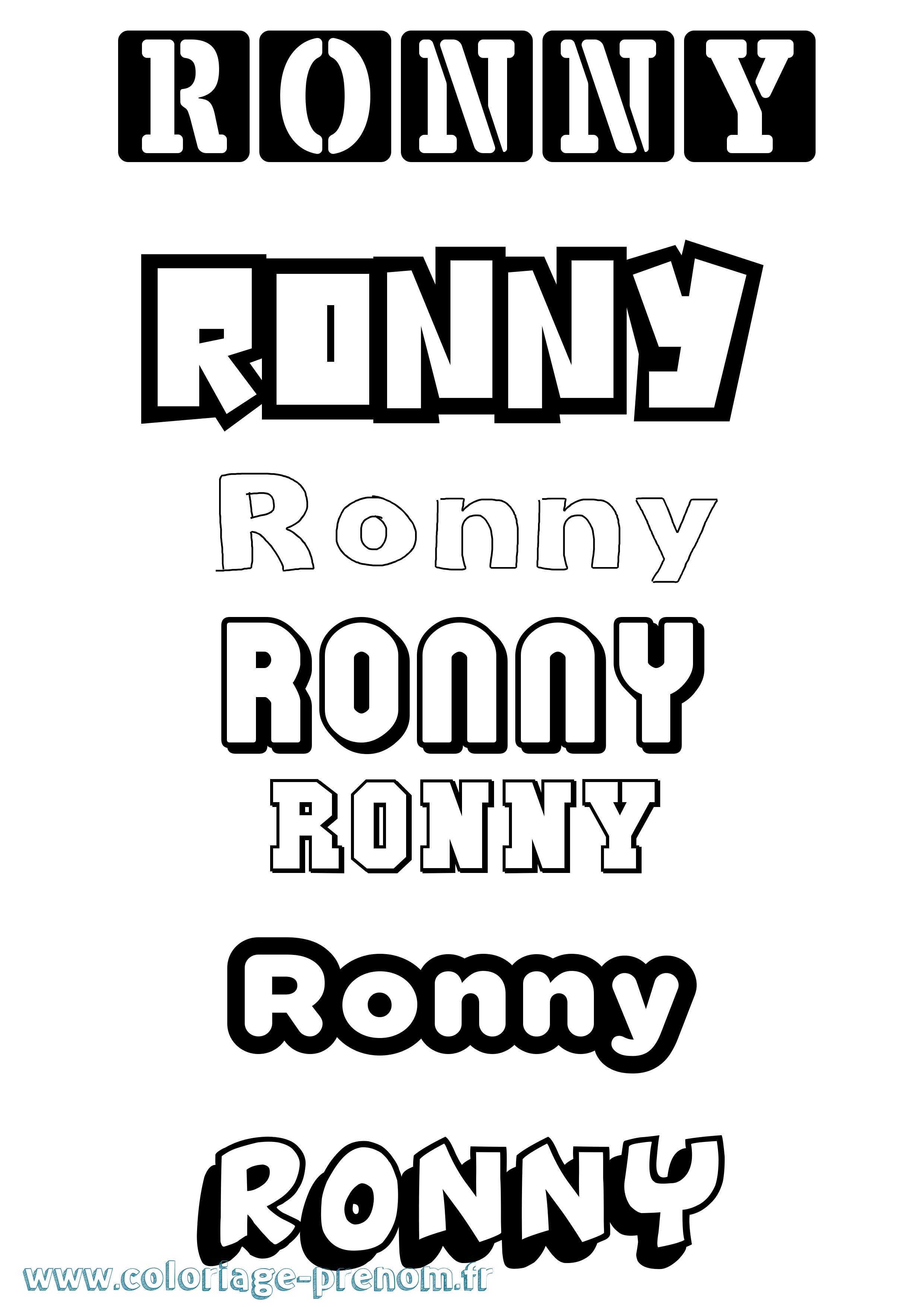 Coloriage Ronny Simple Coloriage prénom Ronny Simple