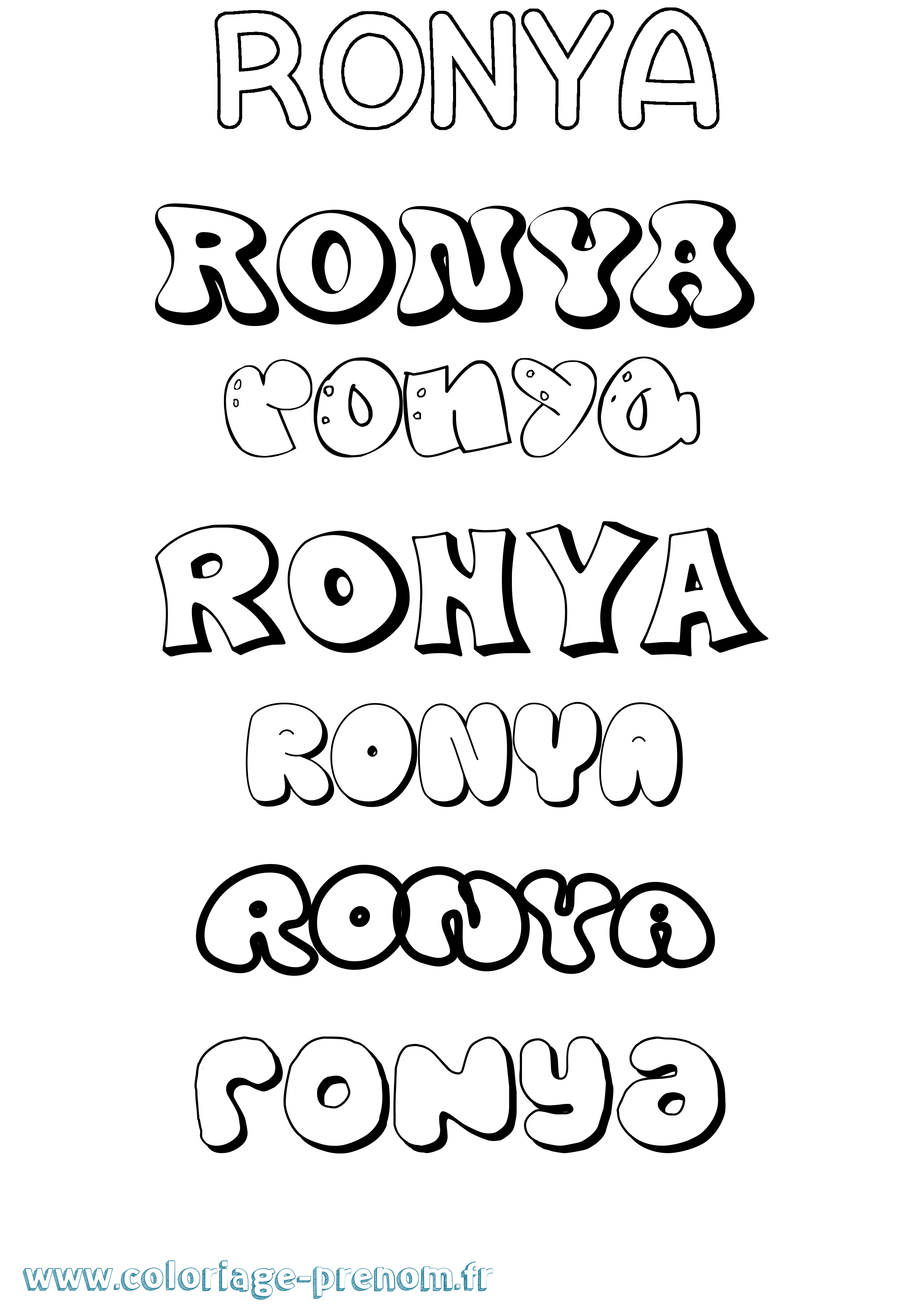 Coloriage Ronya Bubble Coloriage prénom Ronya Bubble