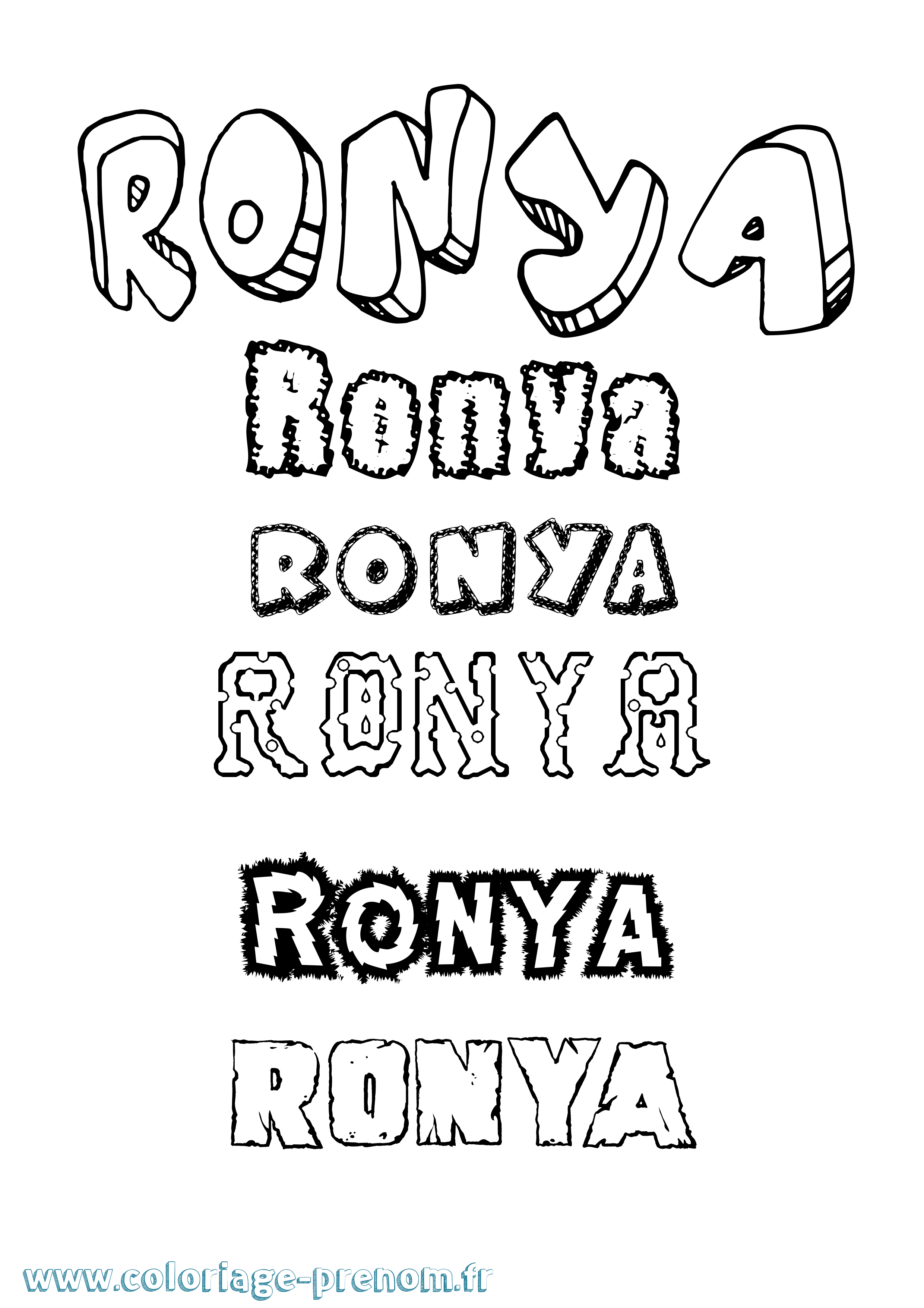 Coloriage Ronya Destructuré Coloriage prénom Ronya Destructuré