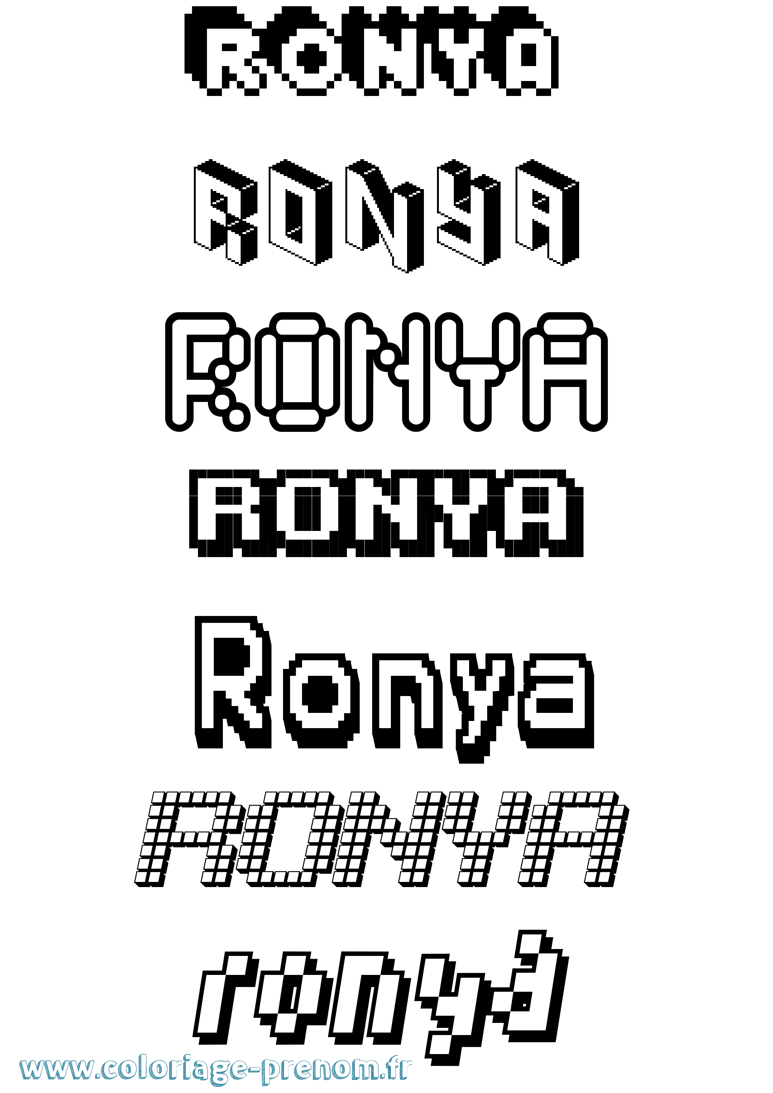 Coloriage Ronya Pixel Coloriage prénom Ronya Pixel