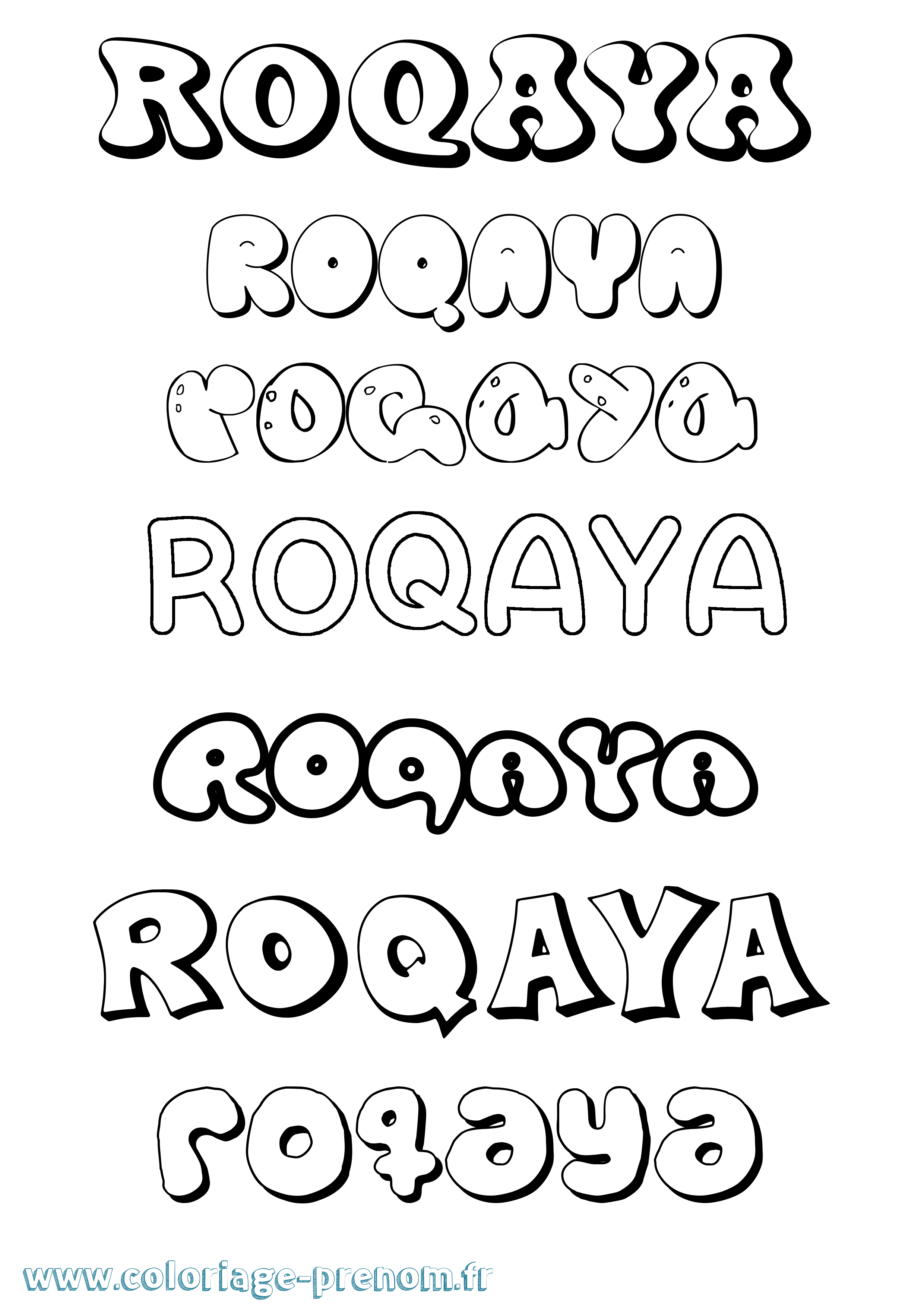 Coloriage Roqaya Bubble Coloriage prénom Roqaya Bubble