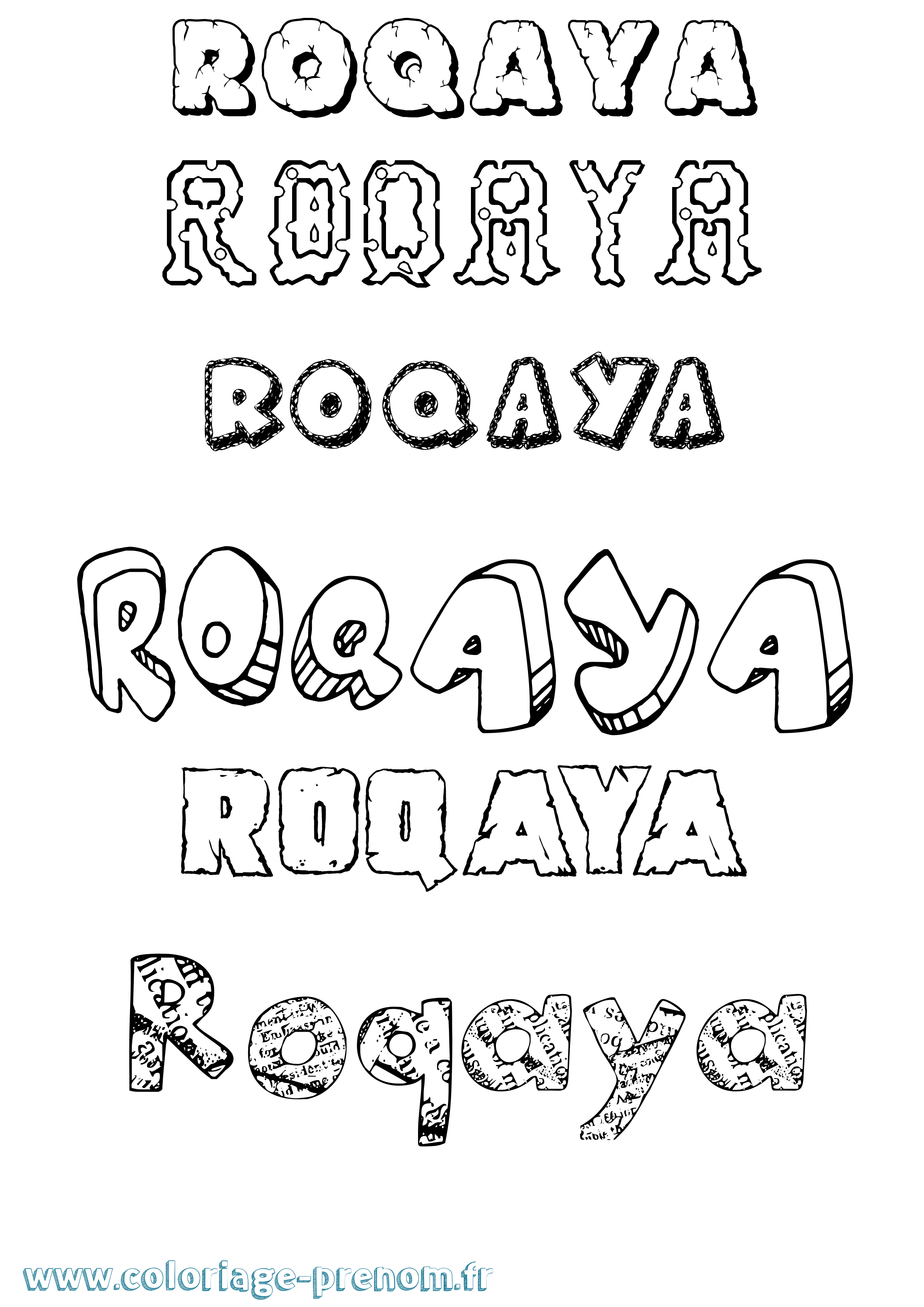 Coloriage Roqaya Destructuré Coloriage prénom Roqaya Destructuré