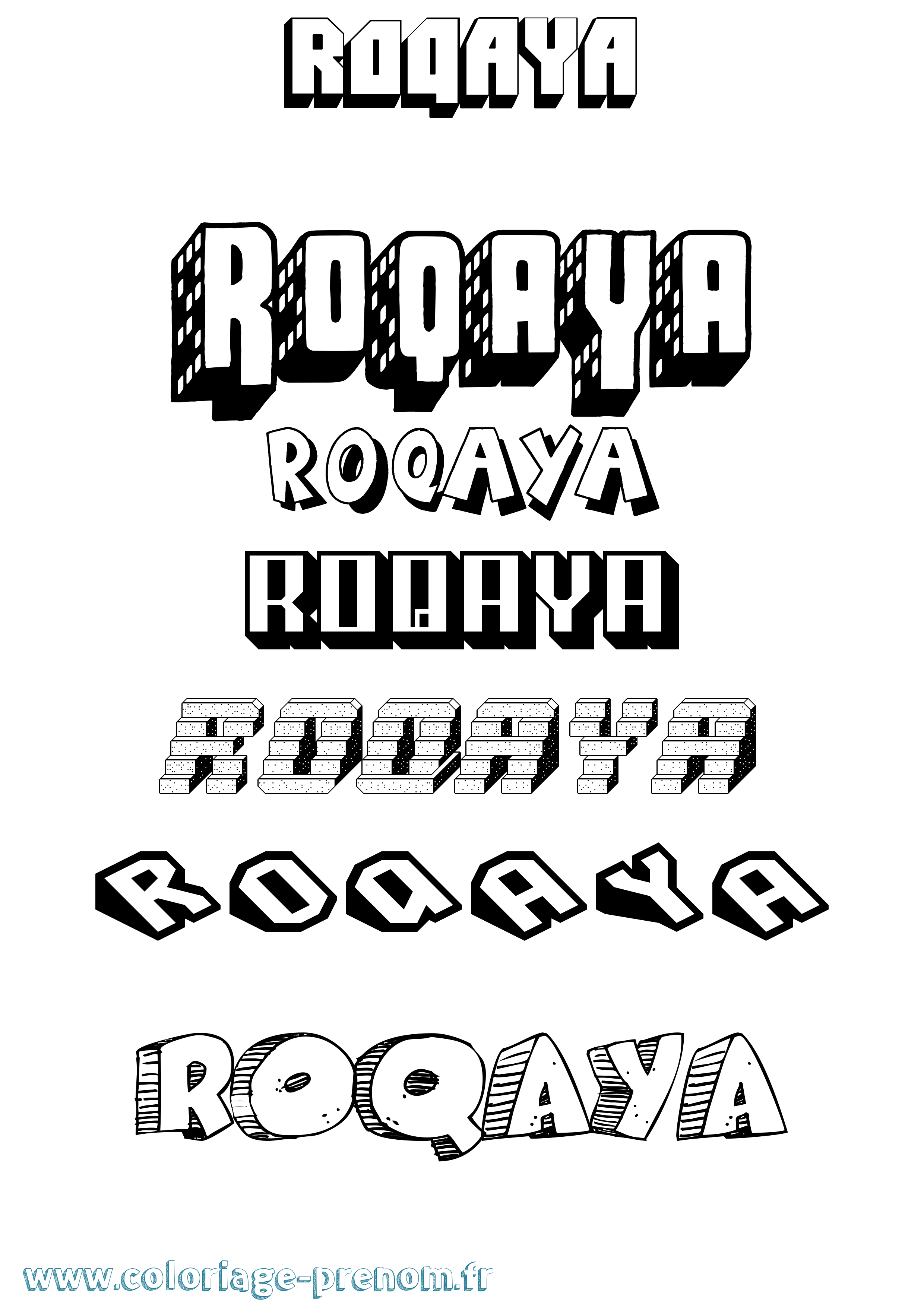 Coloriage Roqaya Effet 3D Coloriage prénom Roqaya Effet 3D