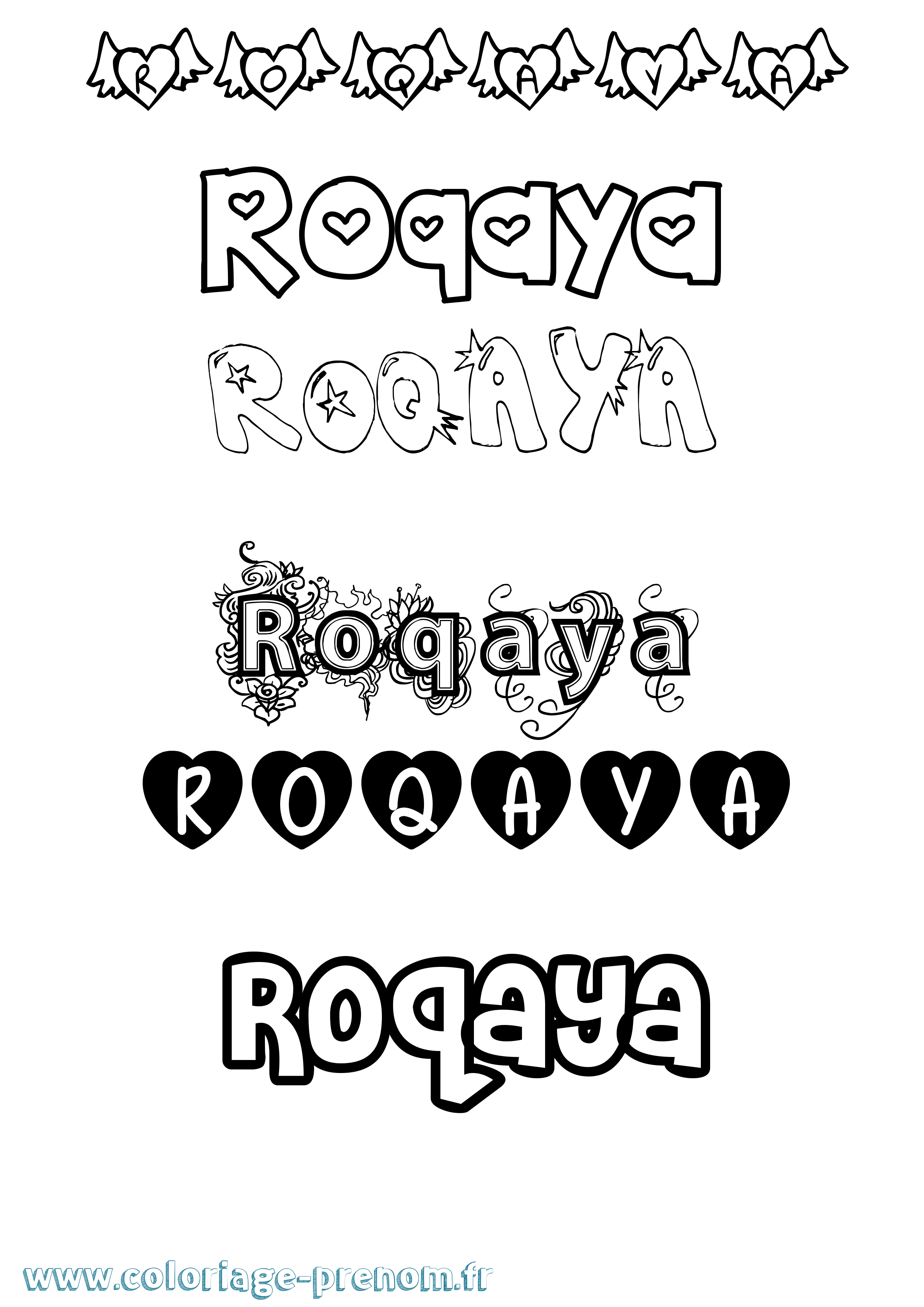 Coloriage Roqaya Girly Coloriage prénom Roqaya Girly