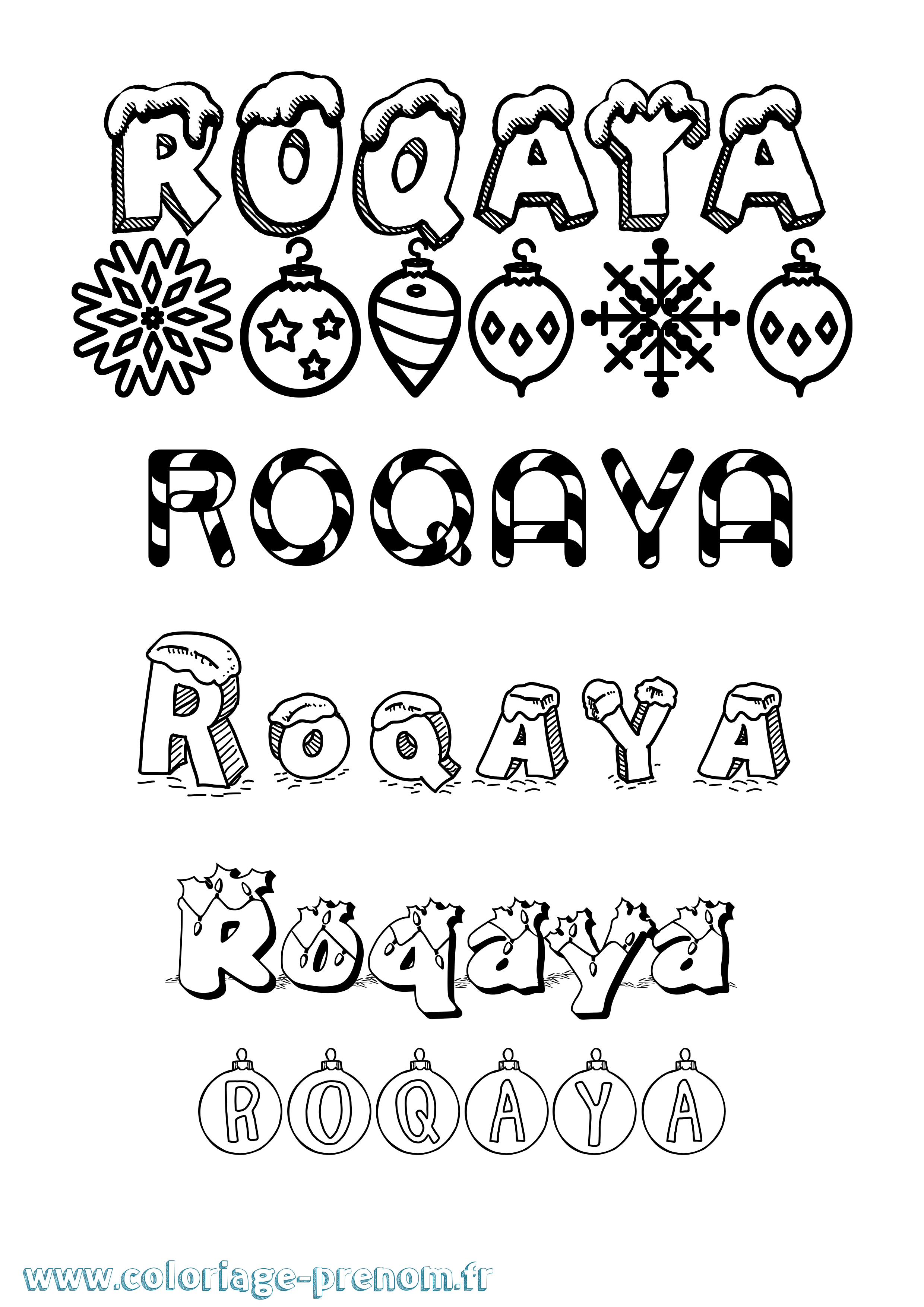 Coloriage Roqaya Noël Coloriage prénom Roqaya Noël