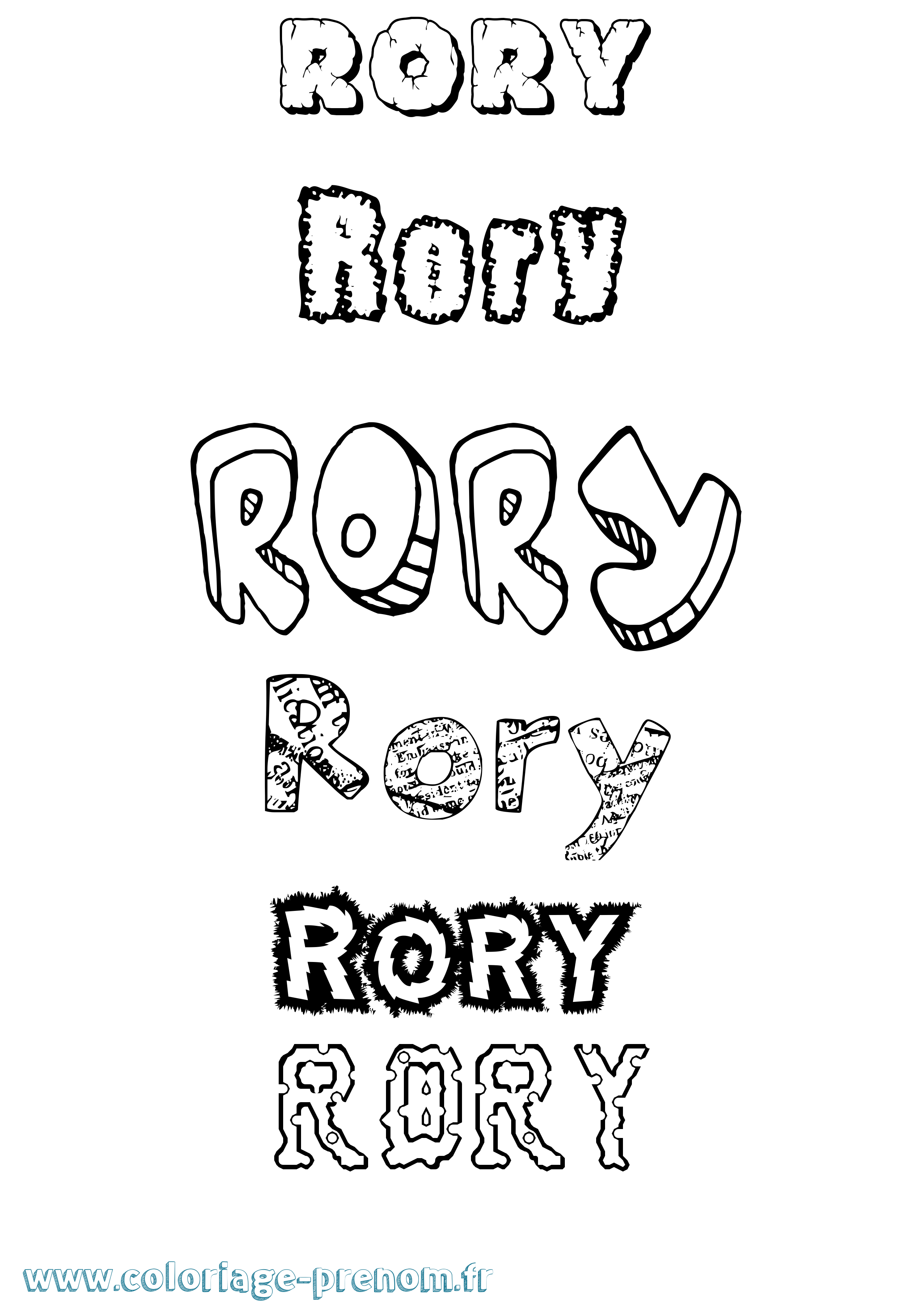 Coloriage Rory Destructuré Coloriage prénom Rory Destructuré