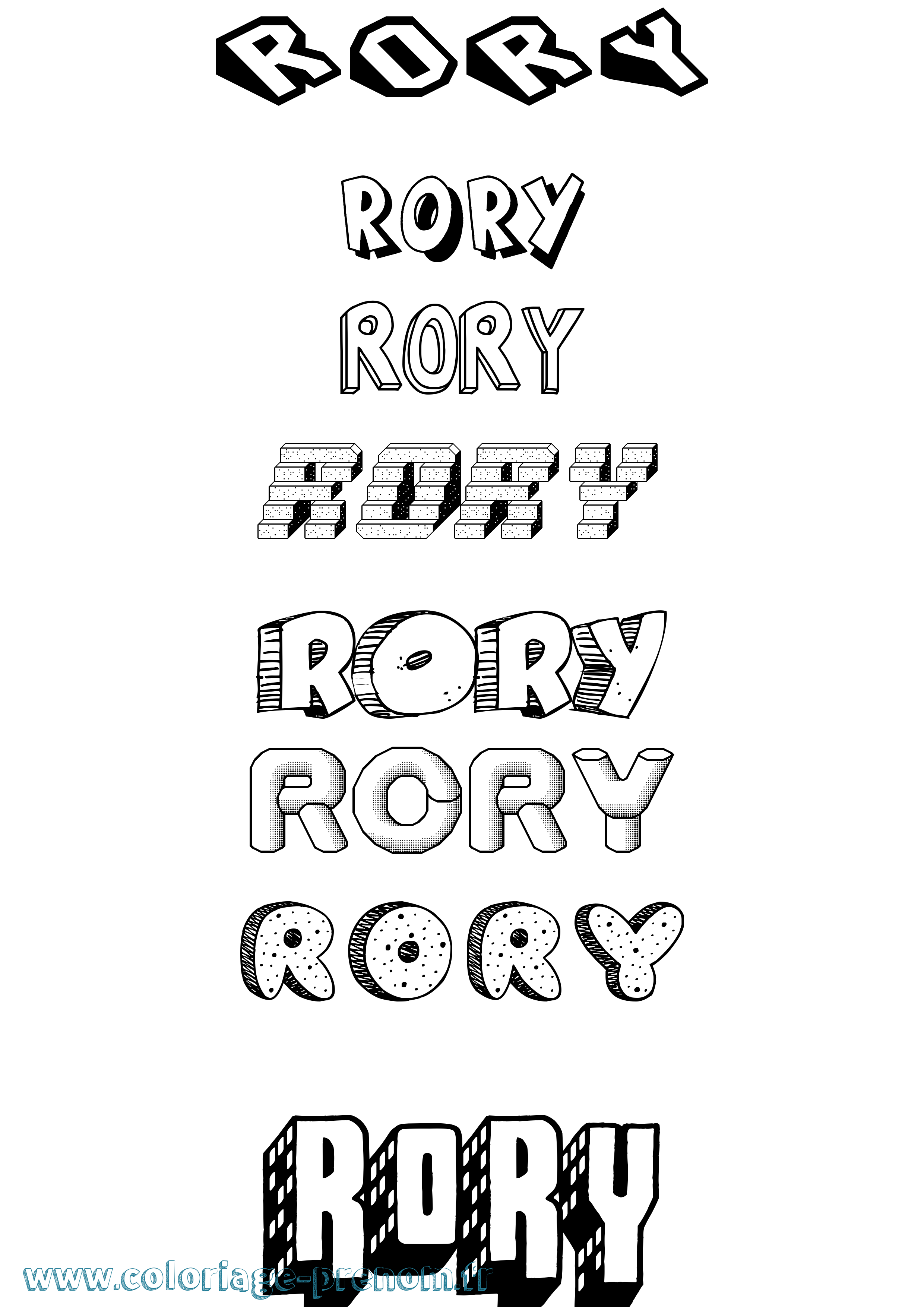 Coloriage Rory Effet 3D Coloriage prénom Rory Effet 3D