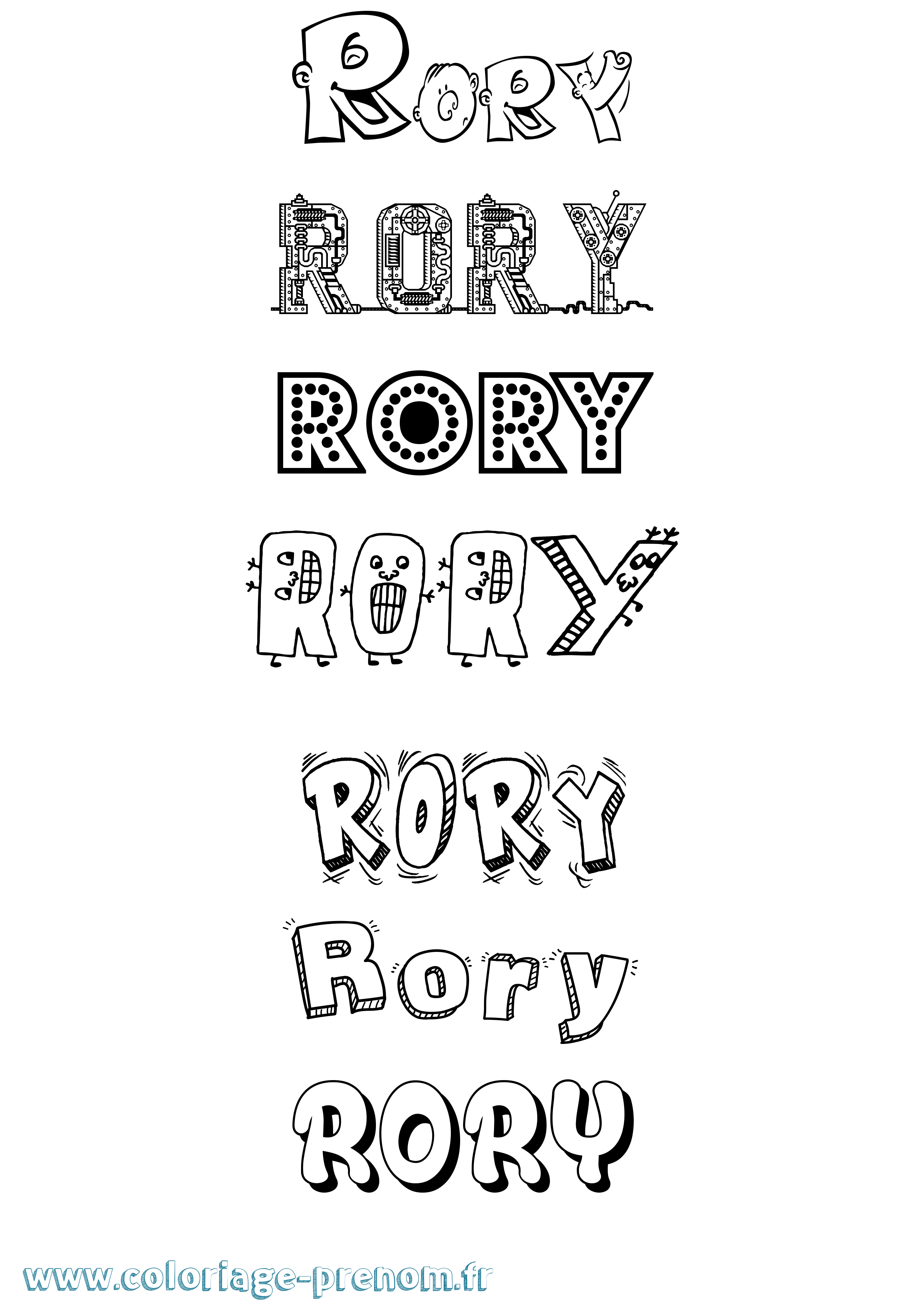 Coloriage Rory Fun Coloriage prénom Rory Fun