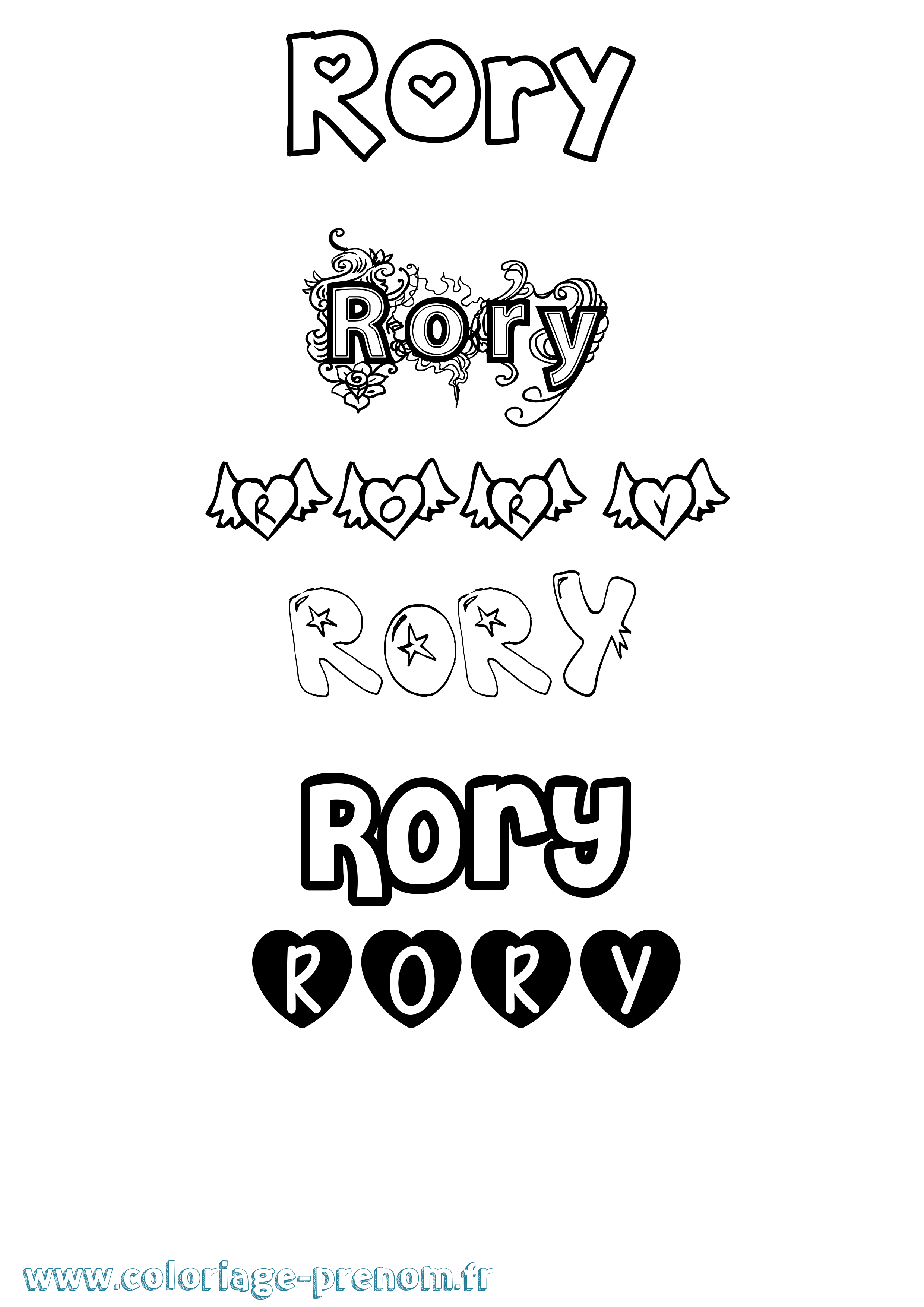 Coloriage Rory Girly Coloriage prénom Rory Girly