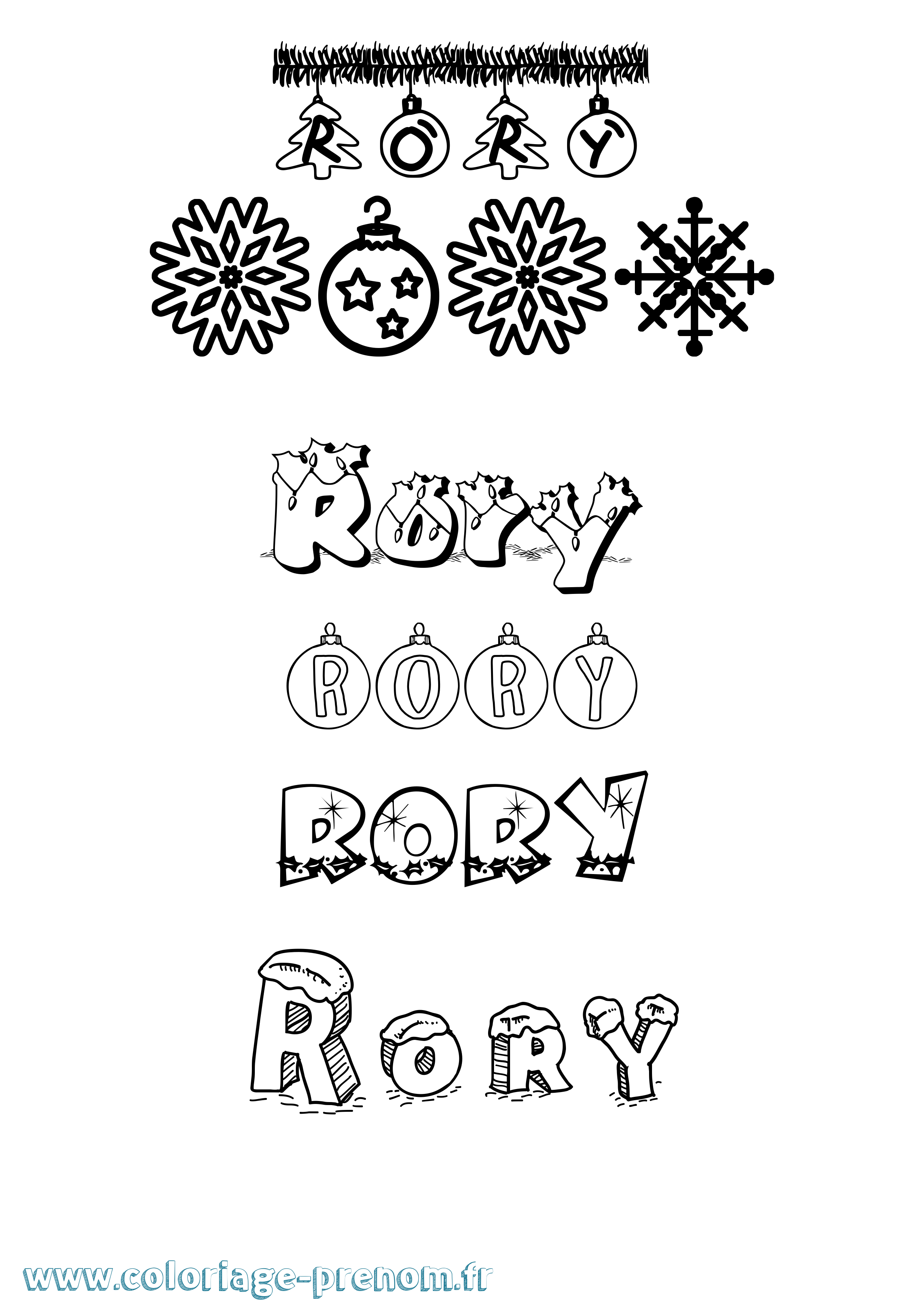 Coloriage Rory Noël Coloriage prénom Rory Noël
