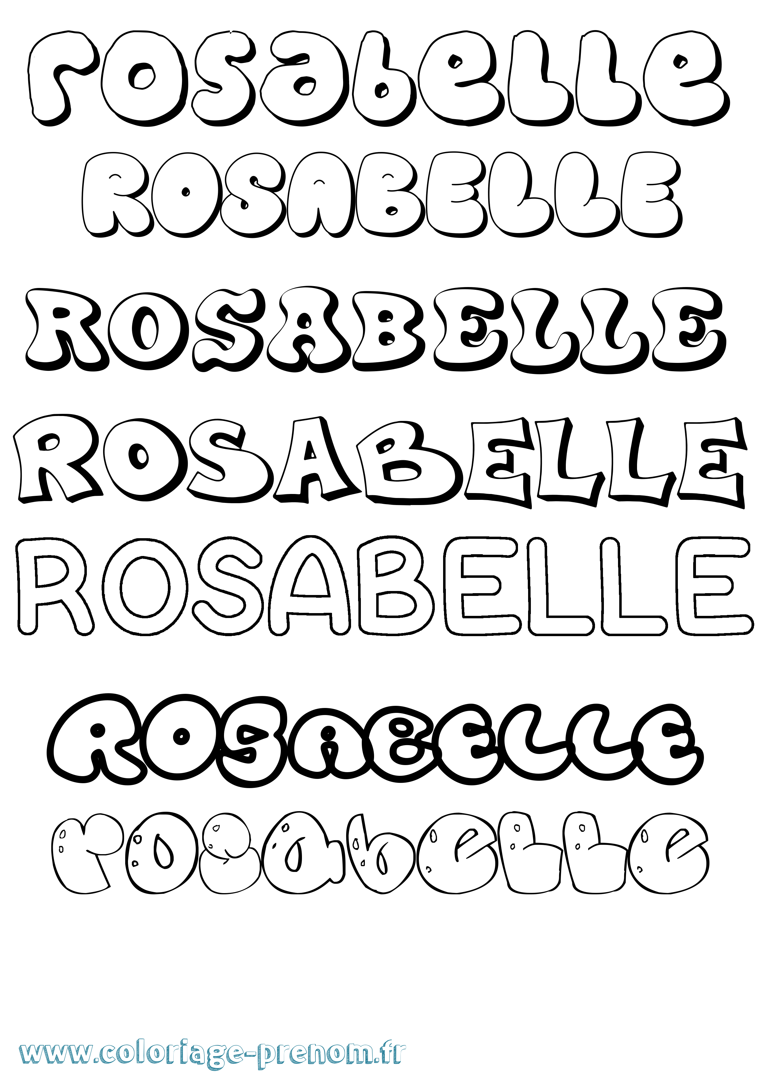 Coloriage Rosabelle Bubble Coloriage prénom Rosabelle Bubble